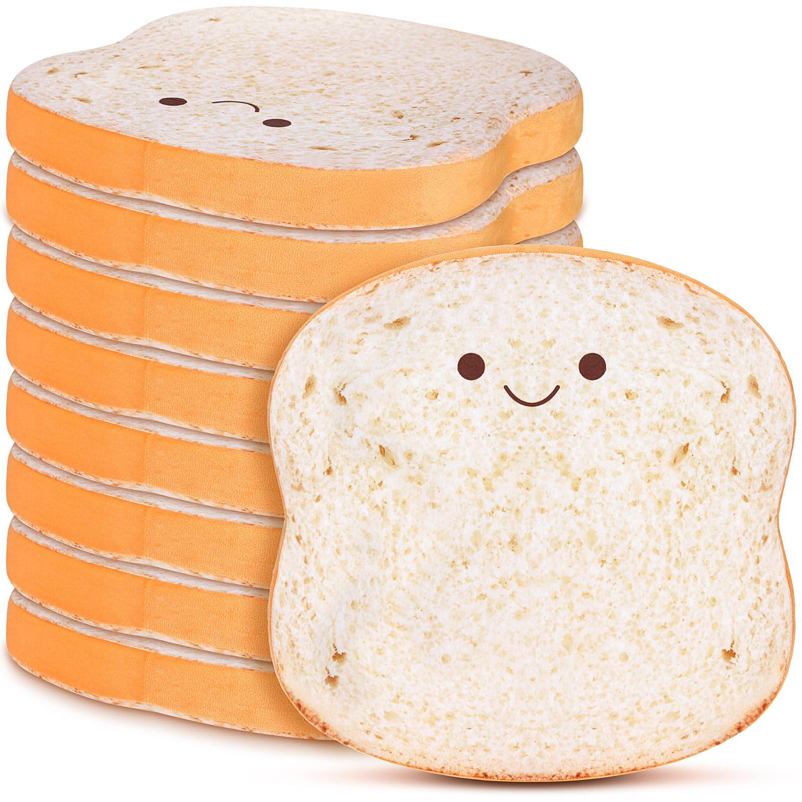 Croblissful 8 Pcs Toast Seat Cushion Bread Chair Cushion With Removable Cover 15'' X 15'' Cute Chair Pillow Pad Toast Shaped Sof
