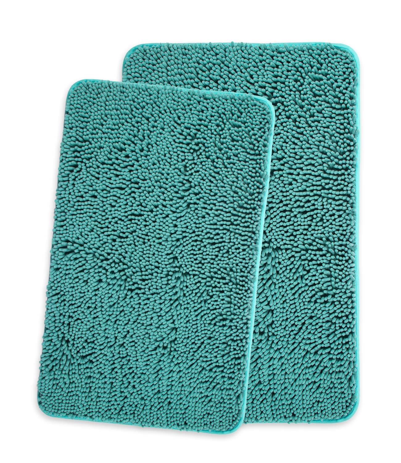 Yeaban Teal Bathroom Rugs Sets 2 Piece - Thick Chenille Bath Mats | Absorbent And Washable Bath Rug Non-Slip, Plush And Soft Rug