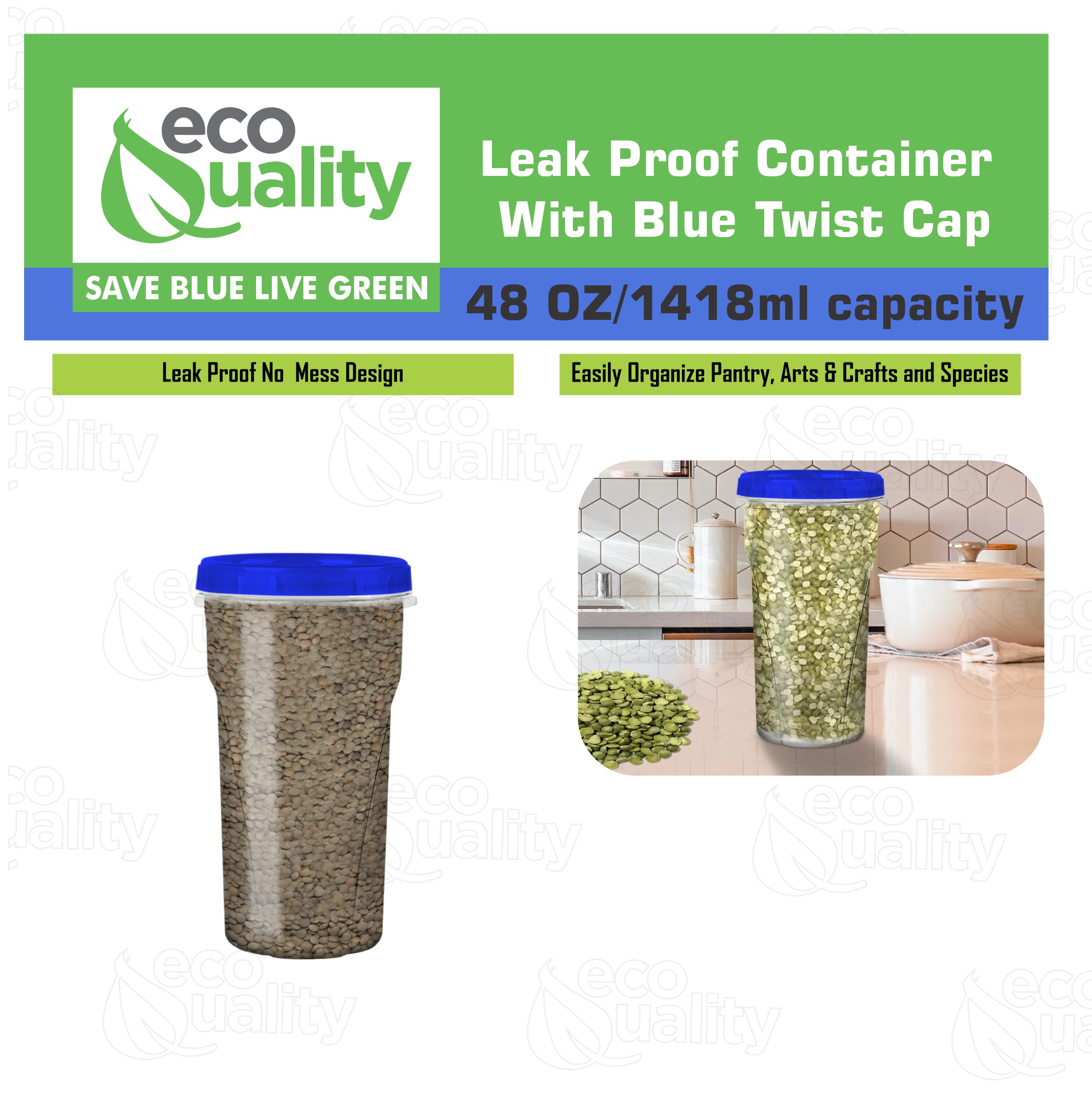 (4 Pack) 48Oz Twist Top Storage Deli Containers - Bpa Free Snack Containers Airtight Reusable Plastic Food Storage Canisters Wit