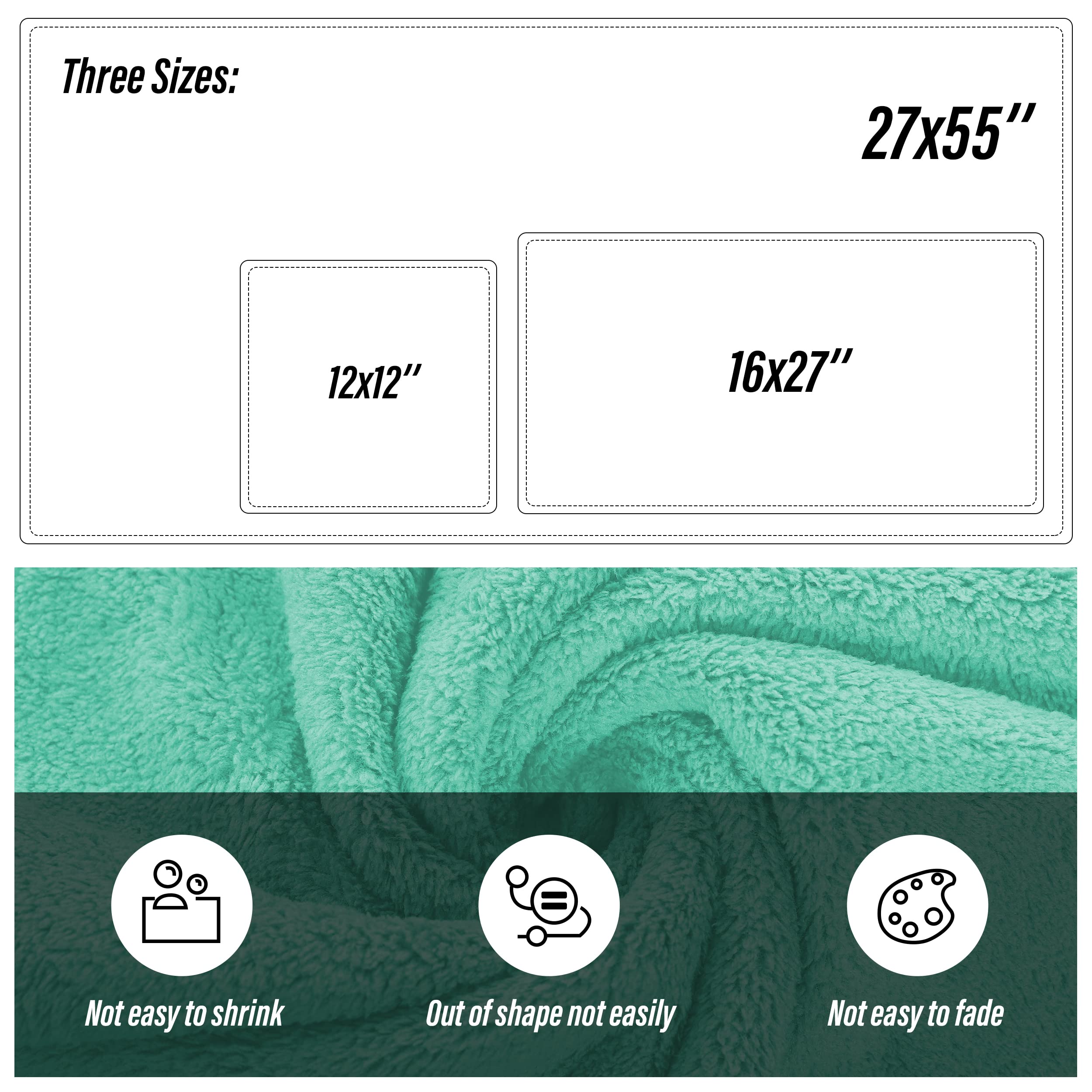 Moonqueen Ultra Soft Microfiber Coral Velvet Towel Set - Quick Drying, 2 Bath Towels, 2 Hand Towels, 2 Washcloths - Aqua Green,