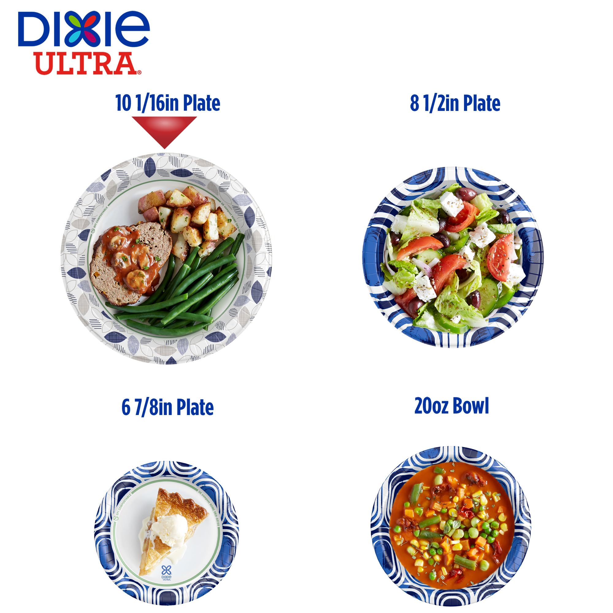 Dixie Ultra, Large Paper Plates, 10 Inch, 172 Count, 3X Stronger*, Heavy Duty, Microwave-Safe, Soak-Proof, Cut Resistant, Dispos