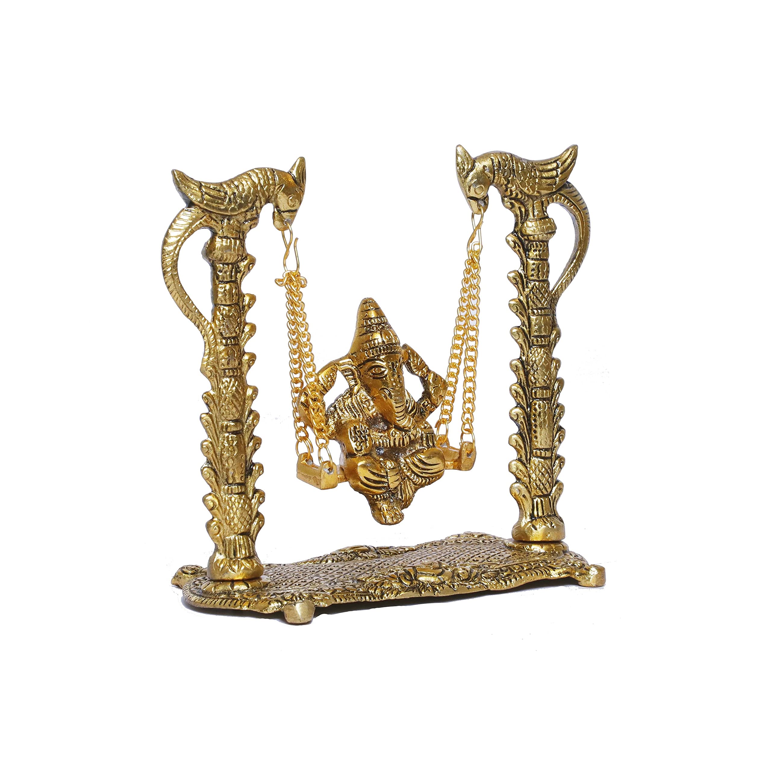 Kridaykraft Ganesh Ji Jhula,Ganpati Idol On Swing Jhula For Temple Pooja,Ganesha Metal Statue Table Decorative Home,Office & Gif