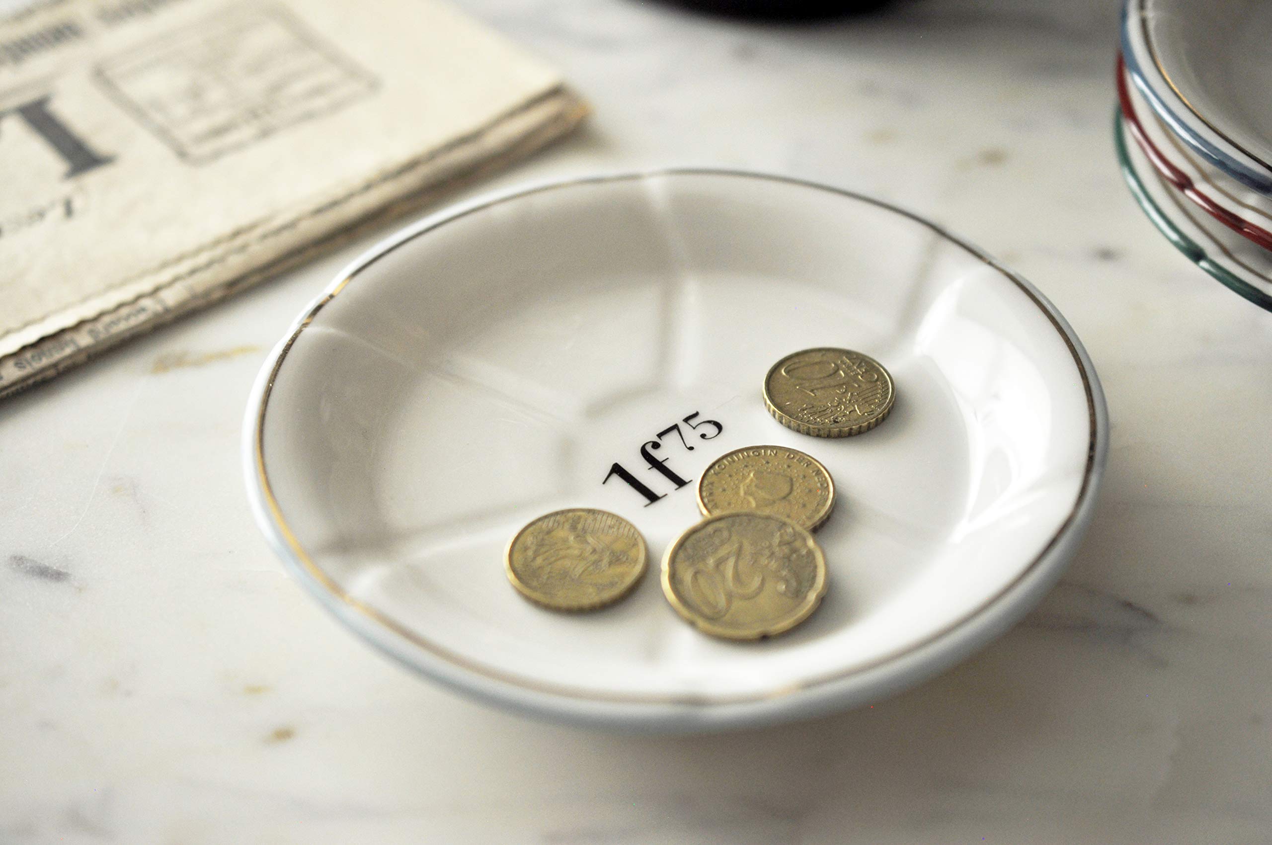 Porcelain French Absinthe Coaster/Saucer, 1F75, Lt Blue/Gold