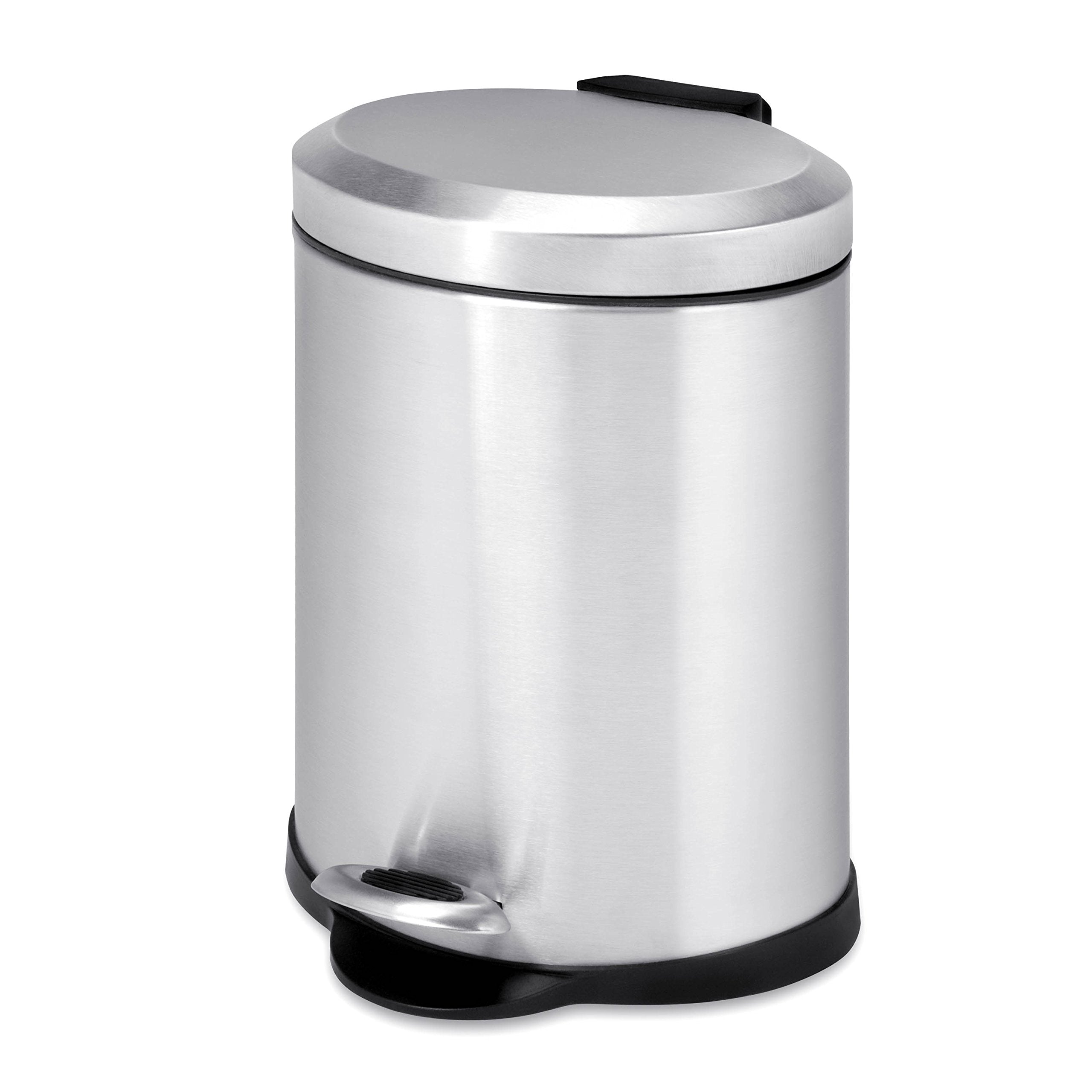 Honey-Can-Do TRS-01448 Oval Stainless Steel Step Can, 5-Liter,grey , Silver