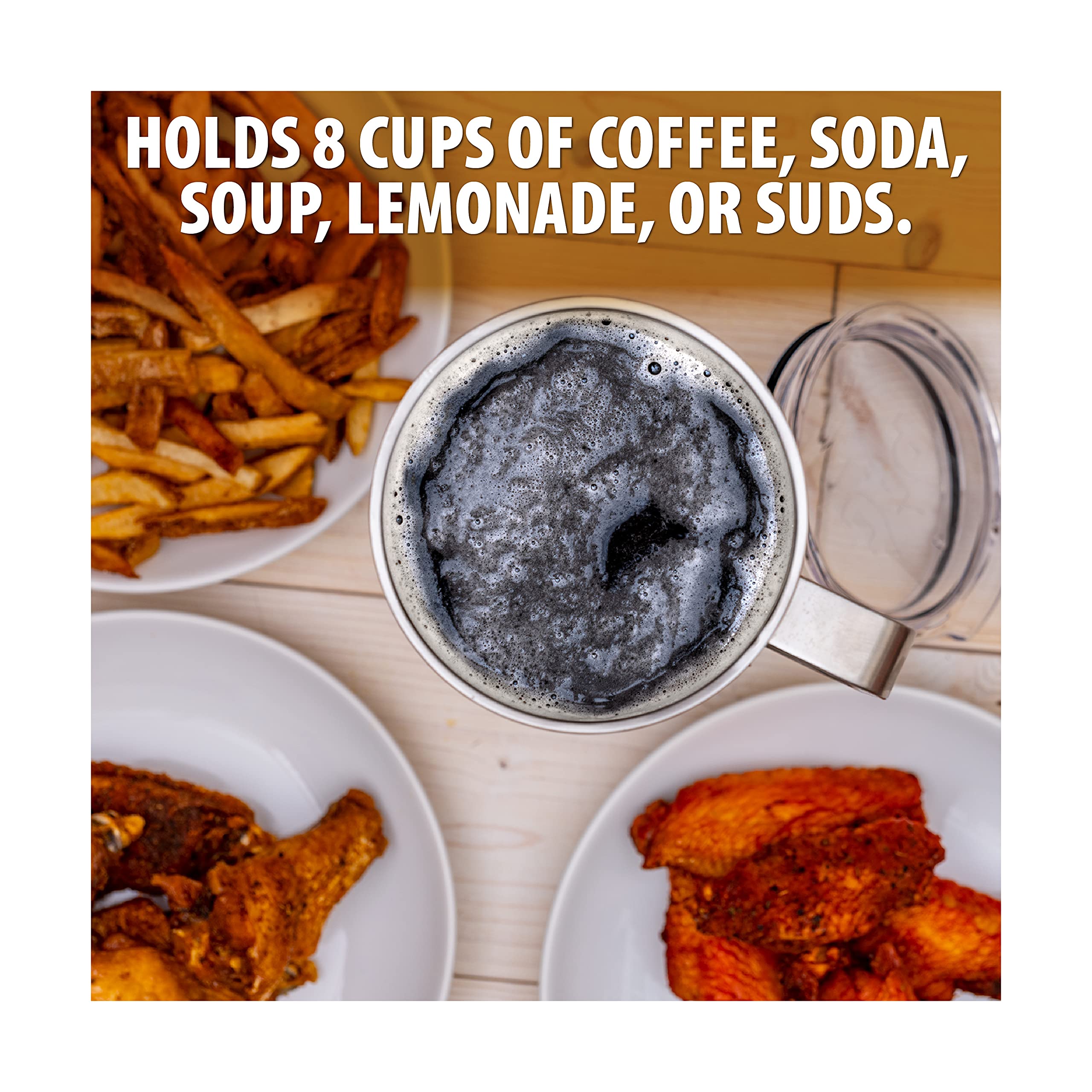 Xpac 44 Ounce Double Vacuum Wall Stainless Steel Tumbler With Lid, Stainless Steel With Handle And Metal Straw, Fits In A 3.5''