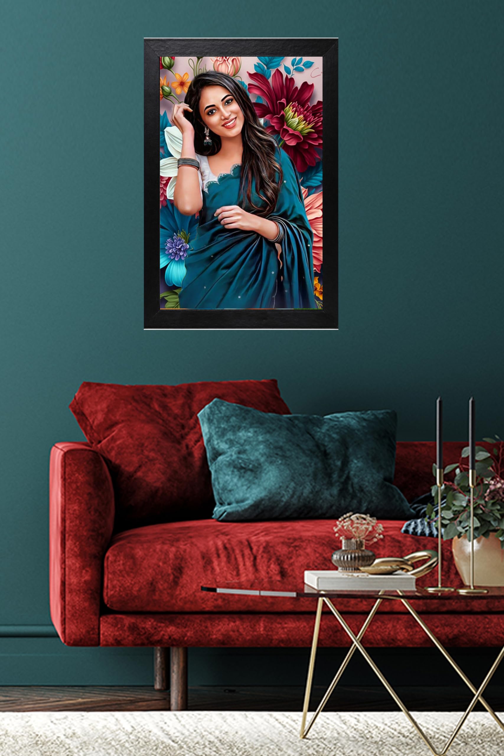 Vsk Sketch Art Customised Digital Oil Painting Colorfull Background | Gift For - Anniversary | Birthday | Wife | Husband | Siste