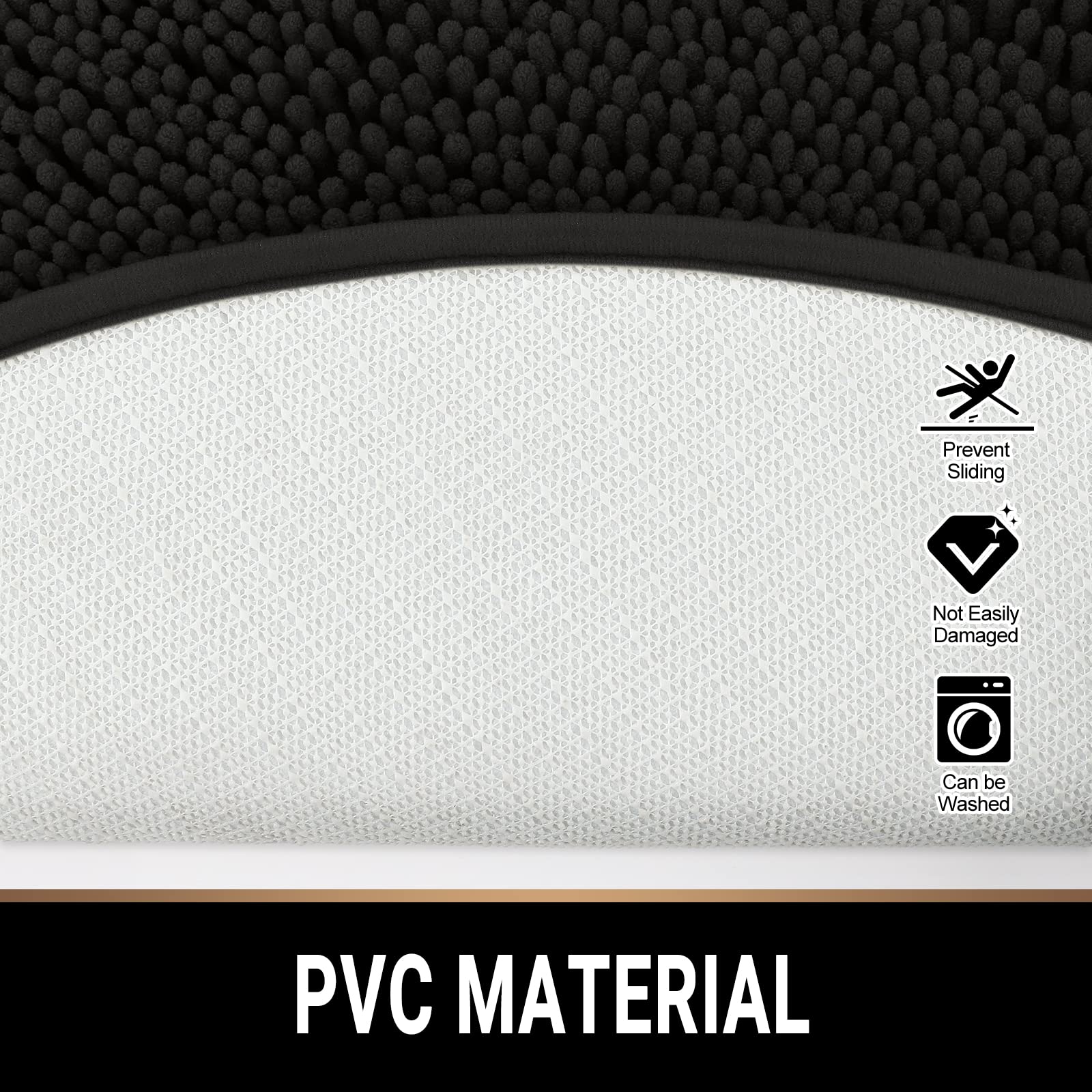 Mayshine Round Bathroom Rug 36X36, Soft Plush Chenille Bath Mat, Pvc Non Slip Backing, Absorbent Washable Quick Dry Bathroom Rug