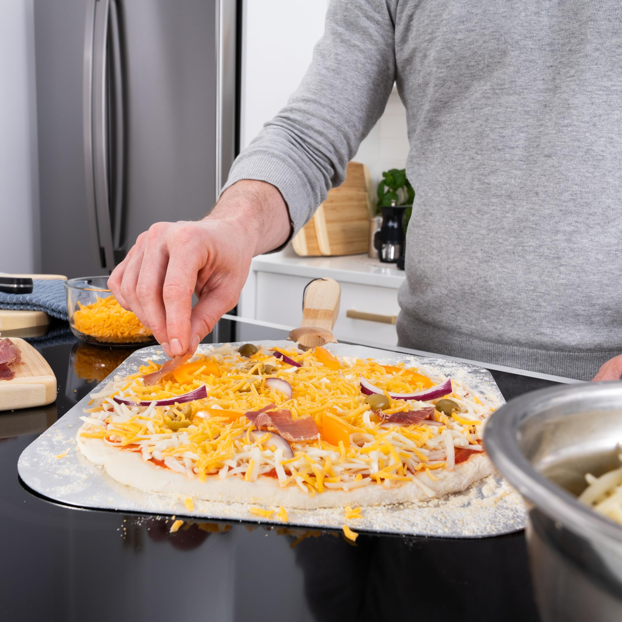 Old Stone Pizza Kitchen Aluminum Pizza Peel With Collapsible Wooden Handle, 12X14-Inch