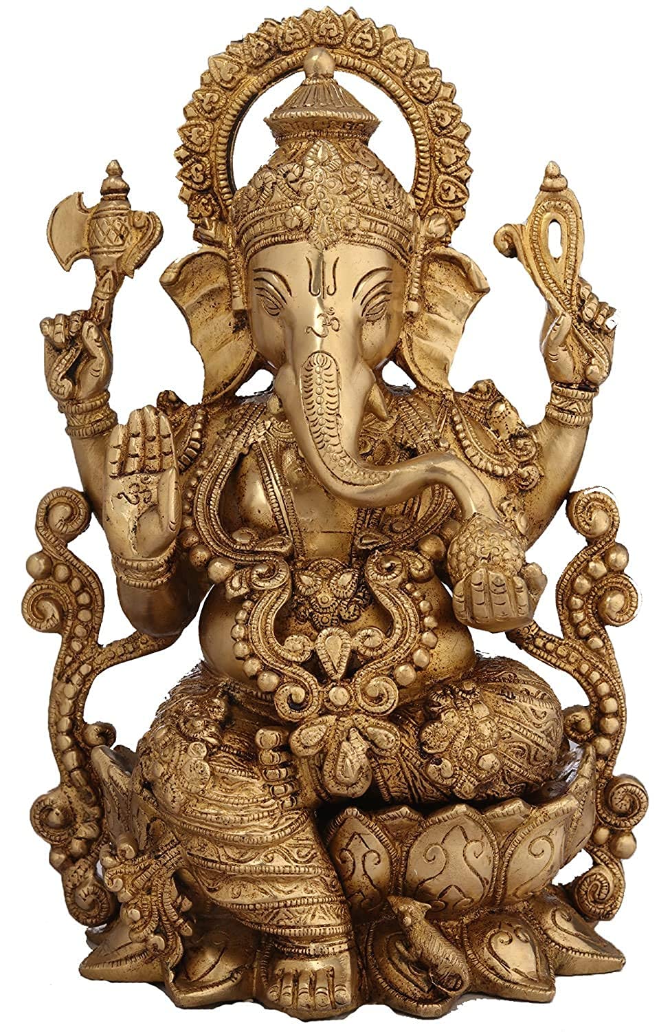 Fasherati Mangalkari Ganesha Brass Statue, Ganesha Idol Brass Big, Ganesh Ji Murti For Home, Office, And Pooja Room (Height 11.5