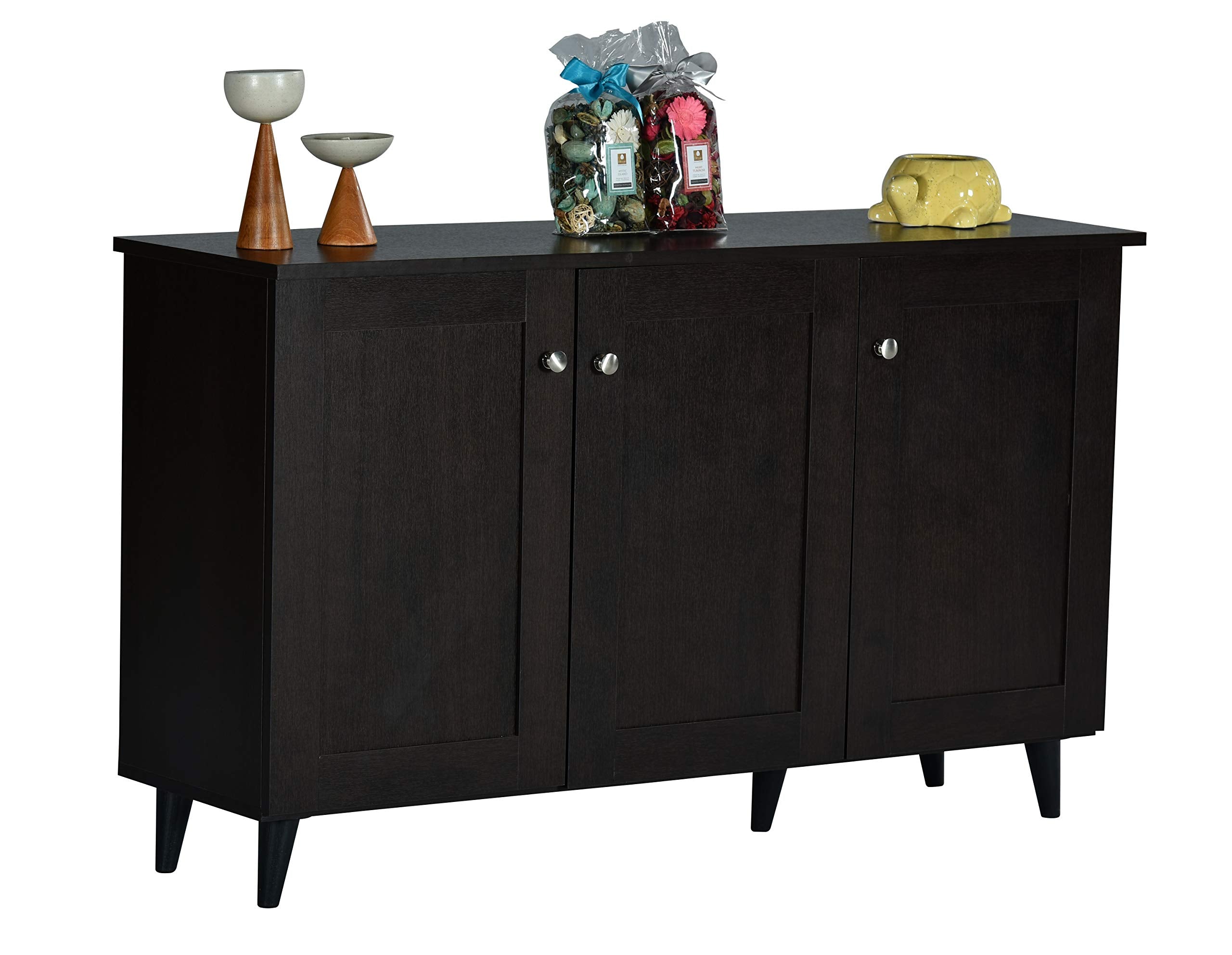 Deckup Lexis 3Door Engineered Wood Shoe Rack (Dark Wenge, Matte Finish)