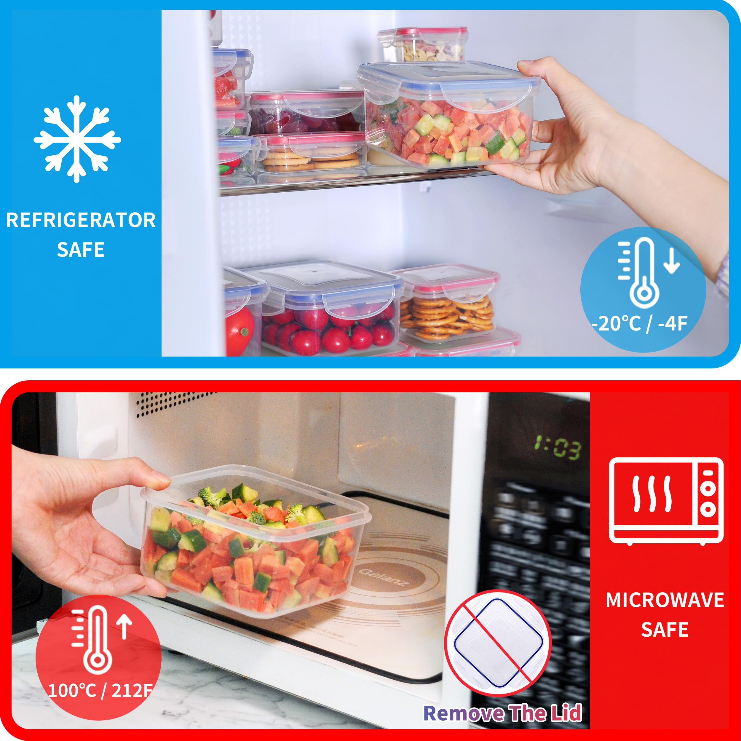 Adanzst 40-Piece Reusable Food Storage Containers With Lids Airtight, 100% Leakproof Plastic Meal Prep Storage Food Grade Kitche