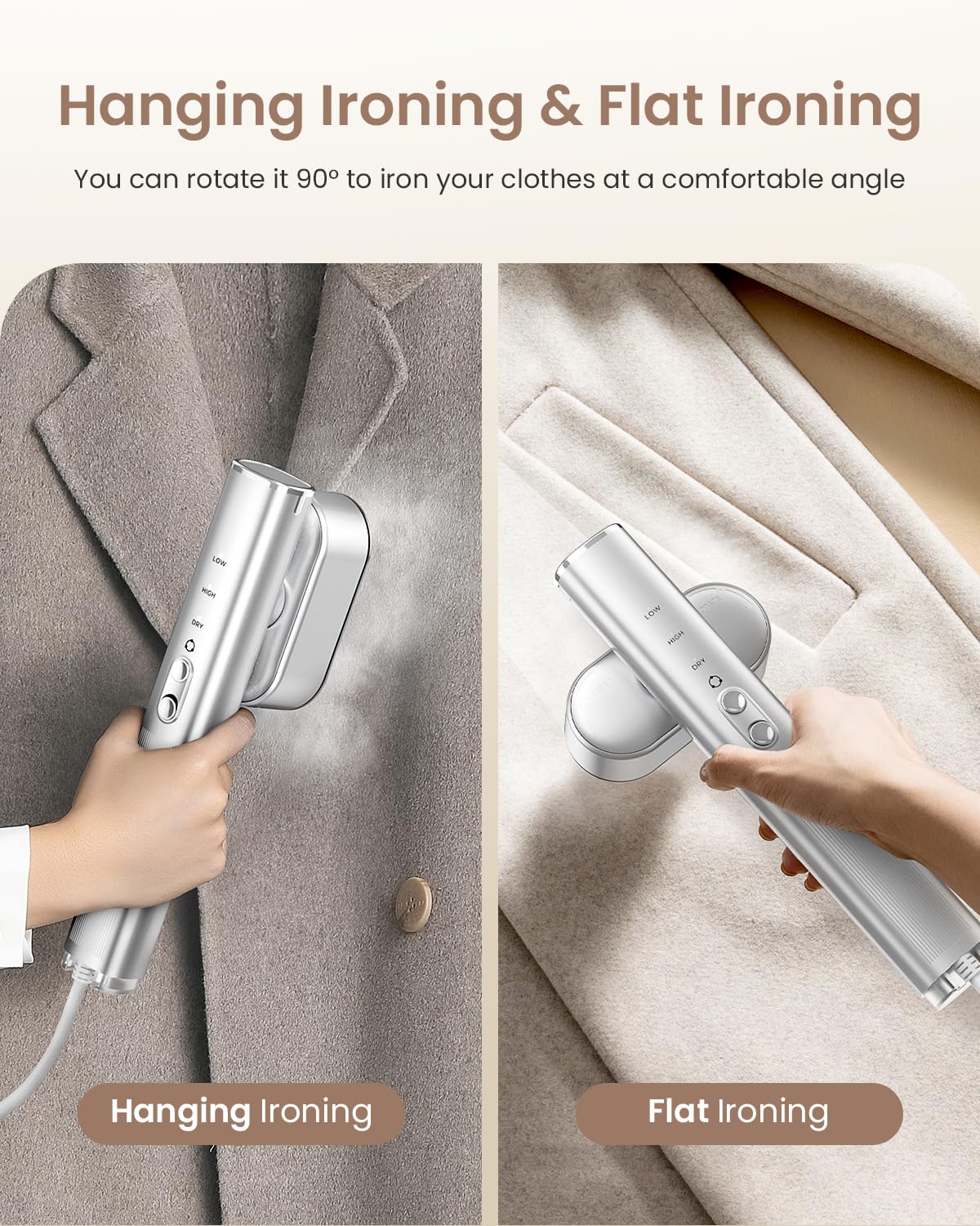 Travel Steamer For Clothes,100-240V Portable Garment Steamer, Steamer&Iron 2 In 1,30S Fast Heat-Up,120Ml Water Tank,Large Cerami