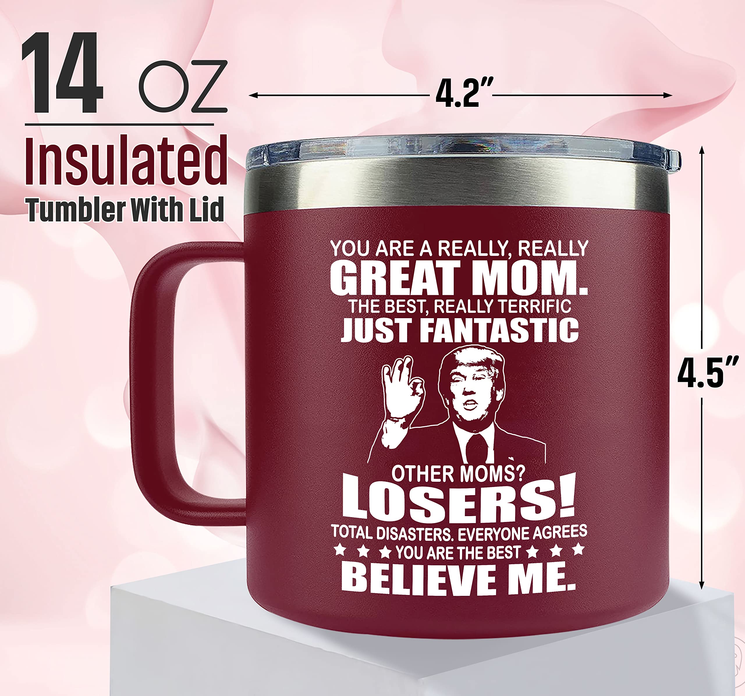 LIZAVY Stainless Steel Coffee Mug - 14 Oz, Gifts for Mom, Cool Birthday Gifts for Moms, Mother's Day Gift, Mom 01