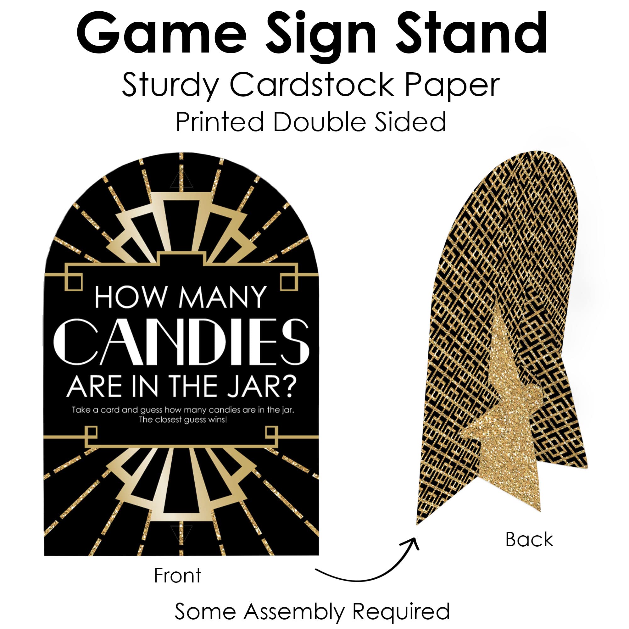 Big Dot Of Happiness Roaring 20S - How Many Candies 1920S Art Deco Jazz Party Game - 1 Stand And 40 Cards - Candy Guessing Game