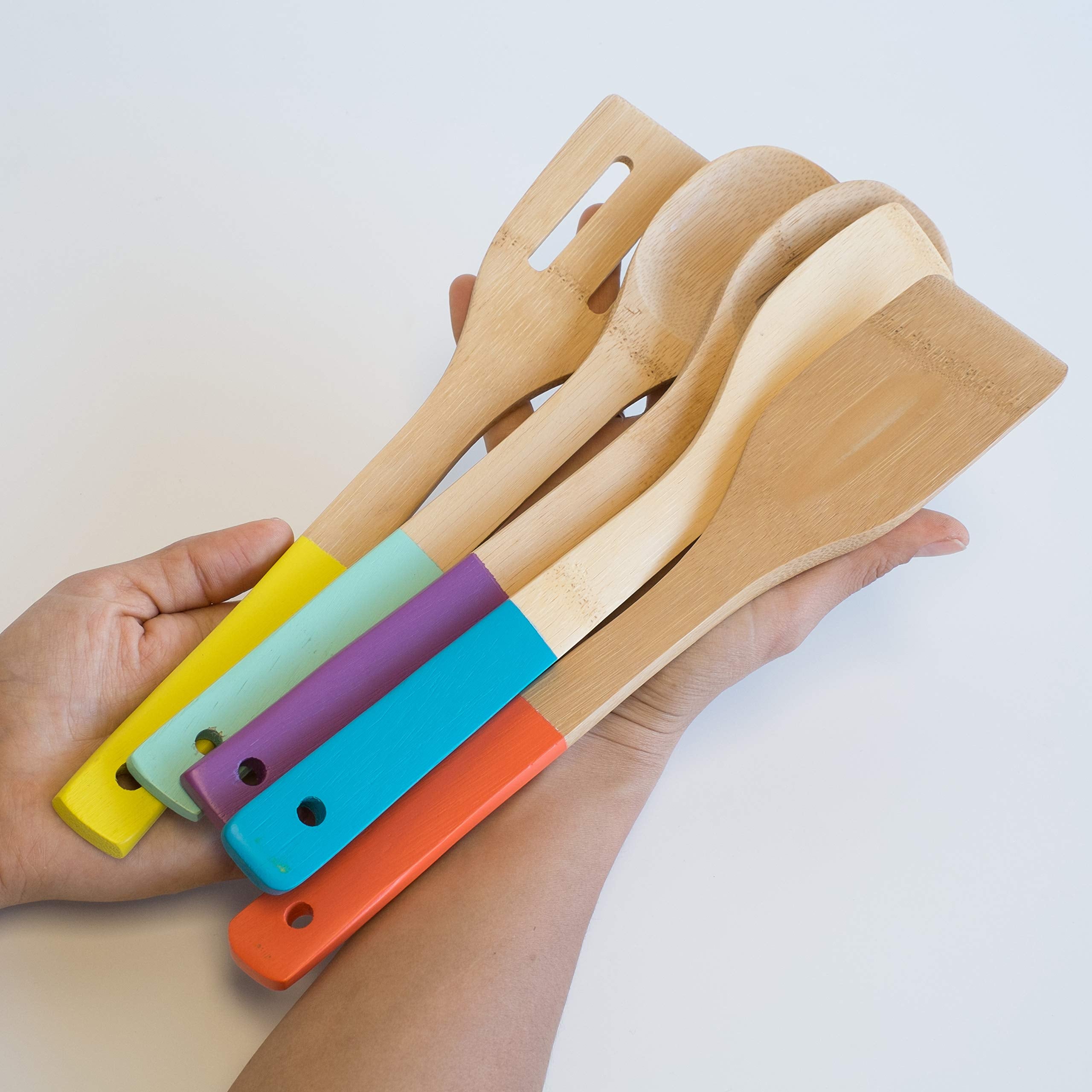 Now Designs Bamboo Utensils Set of 5 - Multicolor, Eco-Friendly, Model 5044001, 1 EA