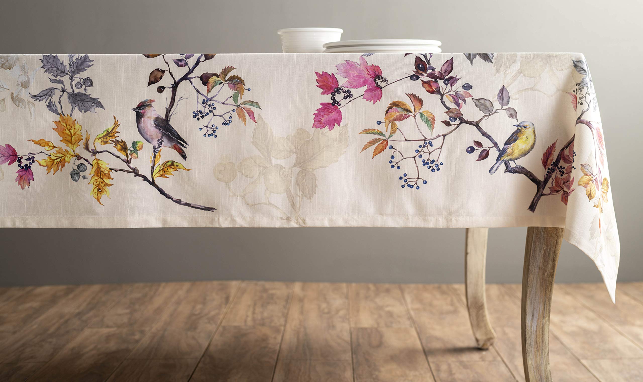 Maison D Hermine Equinoxe - Beige 100% Cotton Tablecloth Kitchen Dining Table Cloth For Rectangle Tables Farmhouse Tabletop Cove