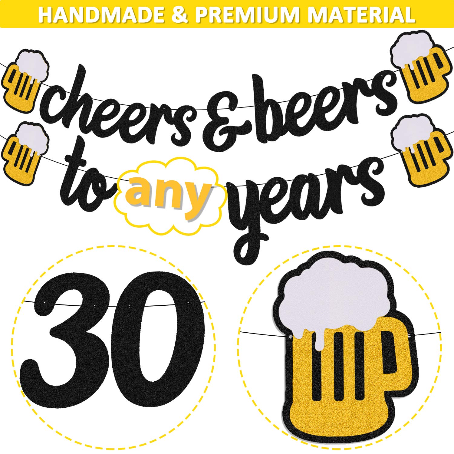 Yoymarr Cheers 21 30 35 40 50 60 70 80 90 Years Banner Happy Birthday Decorations For Men Women Him Her Any Years Old Birthday A