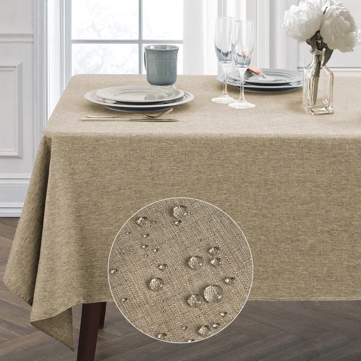 Jucfhy Rectangle Table Cloth,Linen Tablecloth Heavy Duty Fabric,Stain Resistant,Water Resistant Washable Table Cloths,Decorative