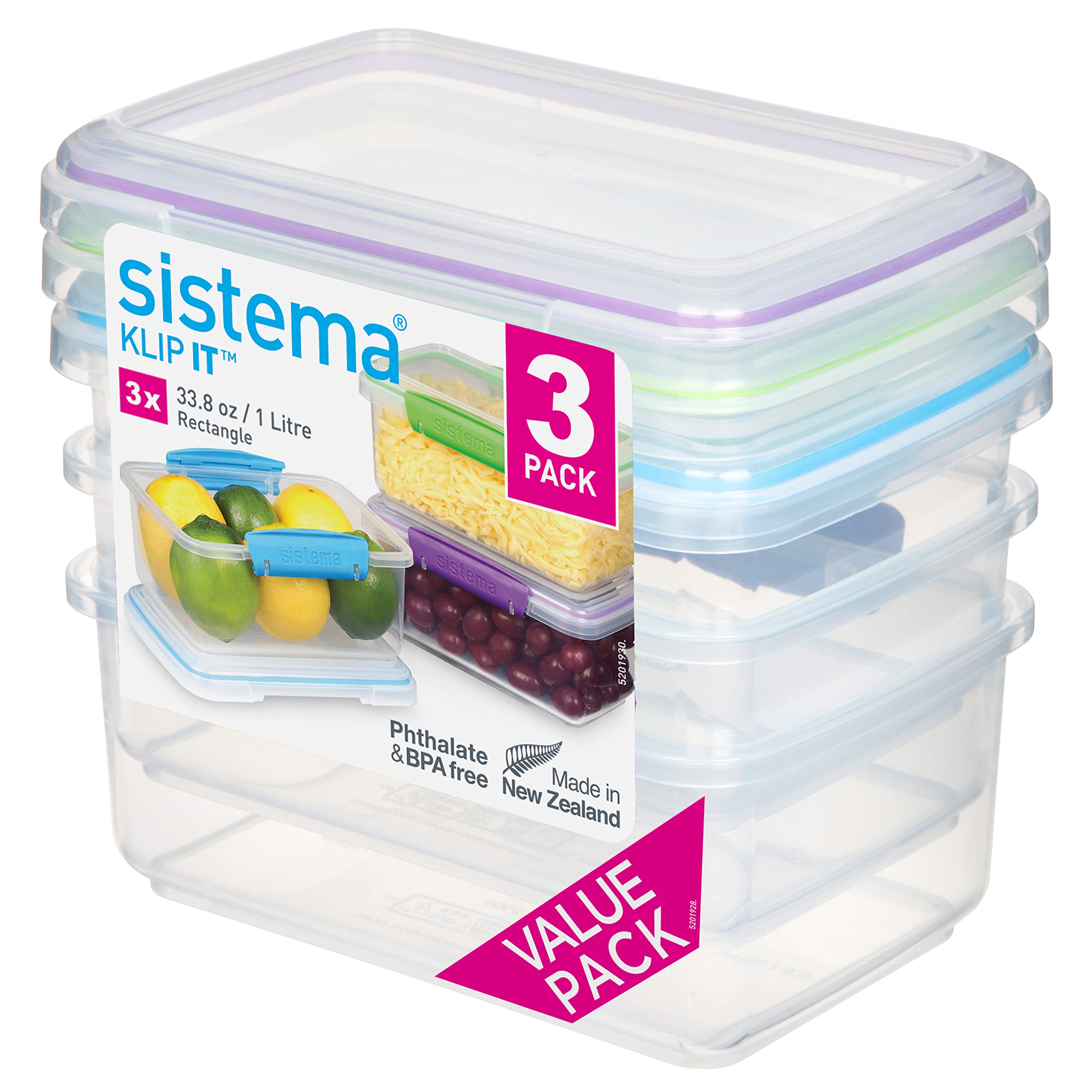 Sistema Food Storage, Polypropylene Assorted, 1L X 3