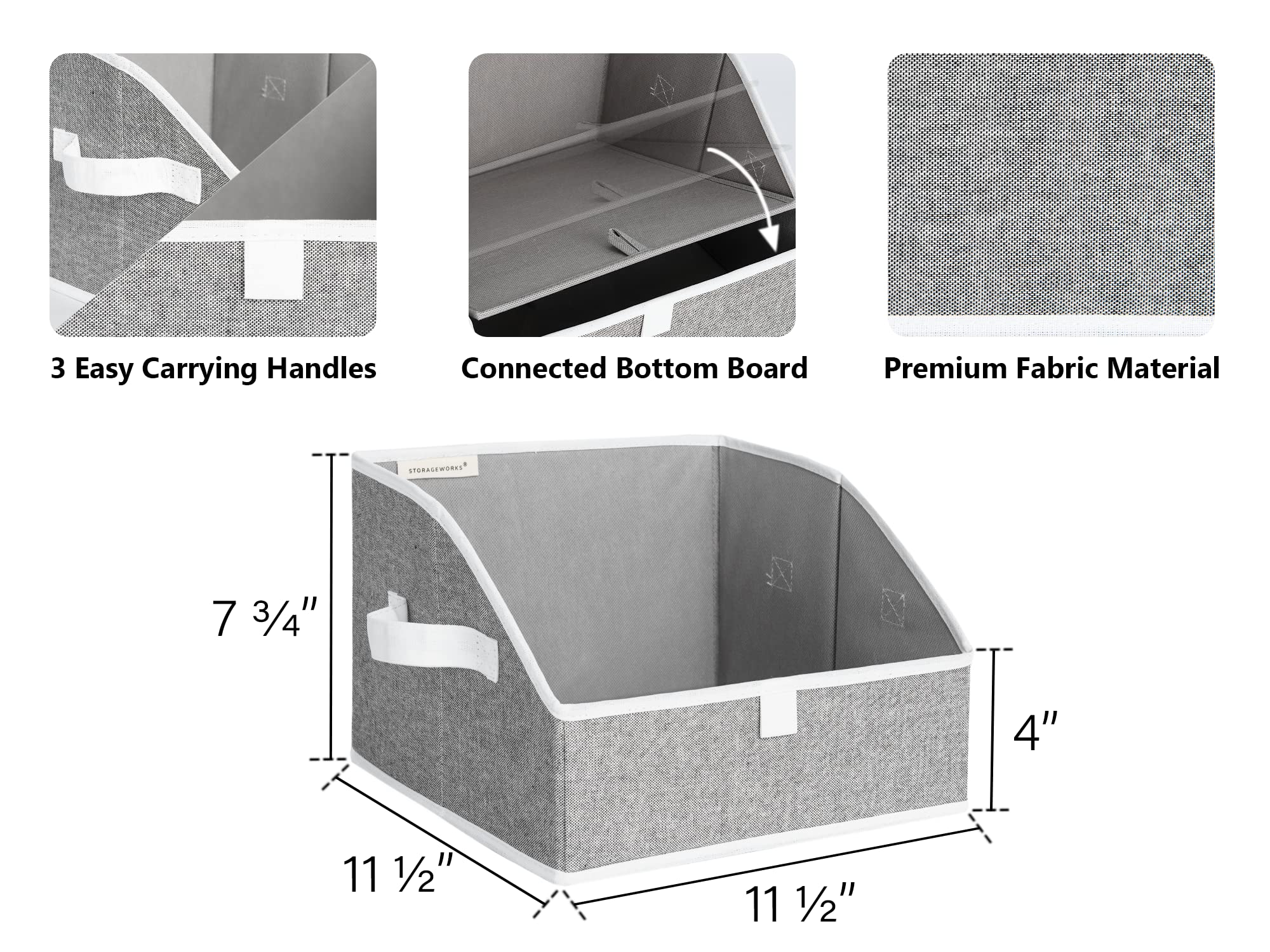 StorageWorks Closet Storage Bins  Trapezoid Storage Box for Shelves  Fabric Closet Bins and Organizing Baskets  Small  3-Pack  Gray