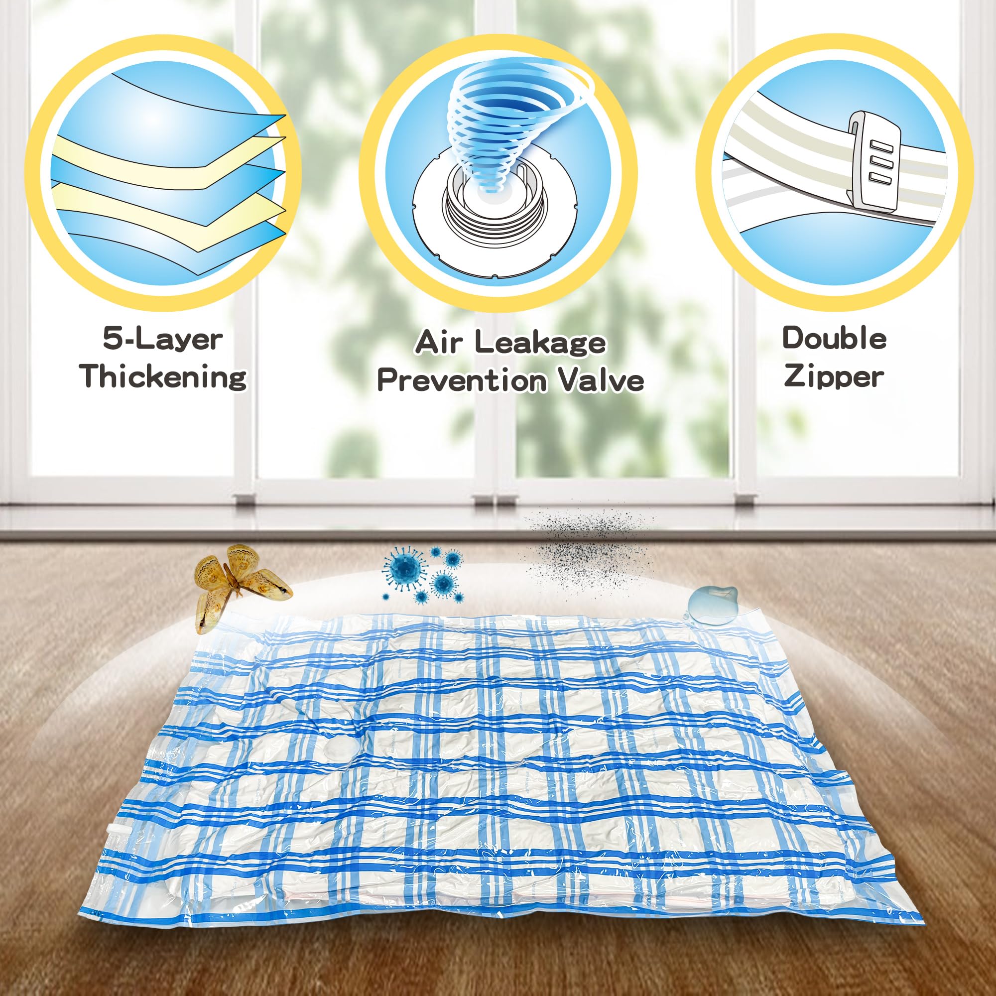 12 Jumbo Vacuum Storage Bags, Space Bags Vacuum Seal Bags For Clothes, Clothing, Comforters And Blankets