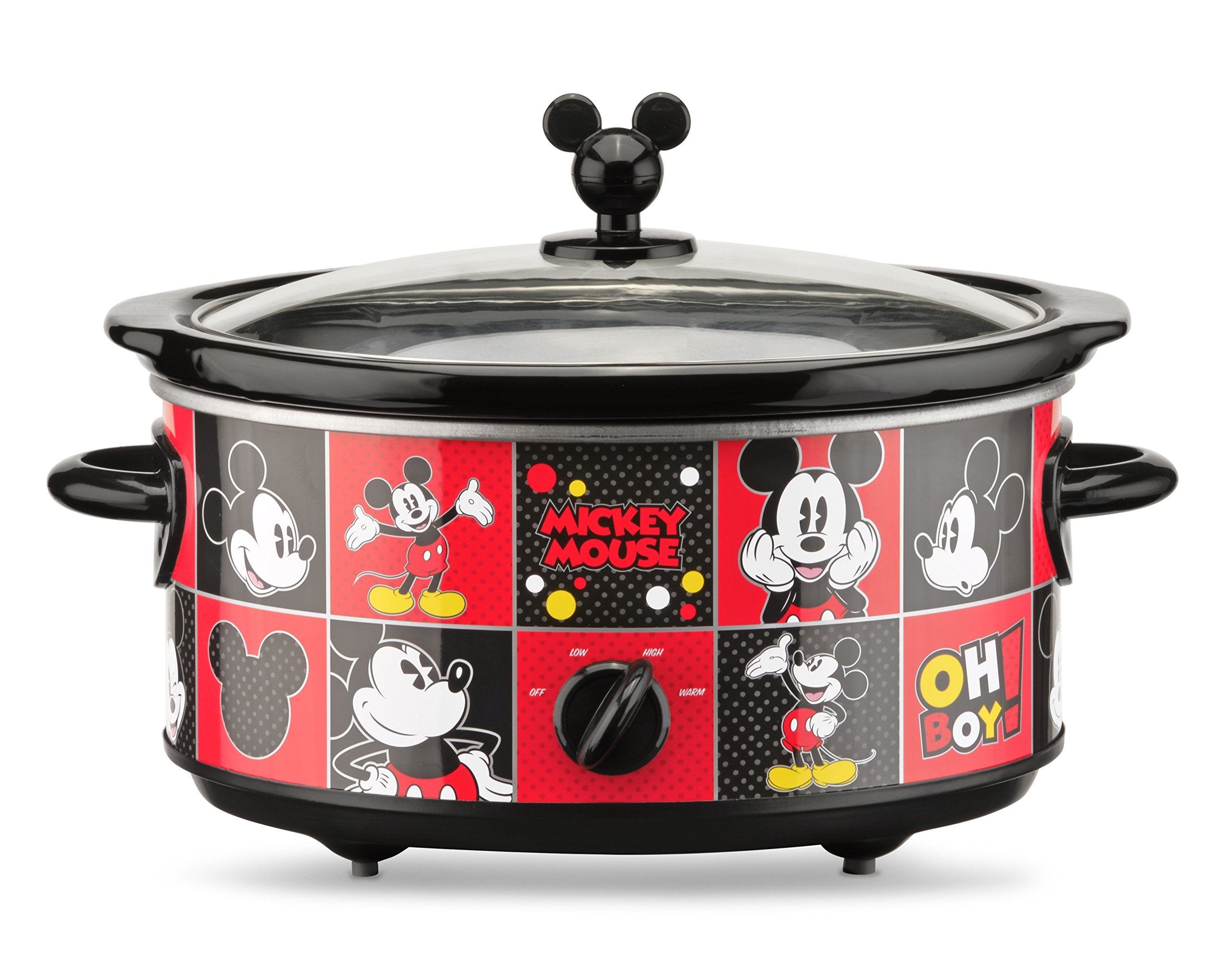 Disney Dcm-502 Mickey Mouse Oval Slow Cooker With 20-Ounce Dipper, 5-Quart, Red/Black