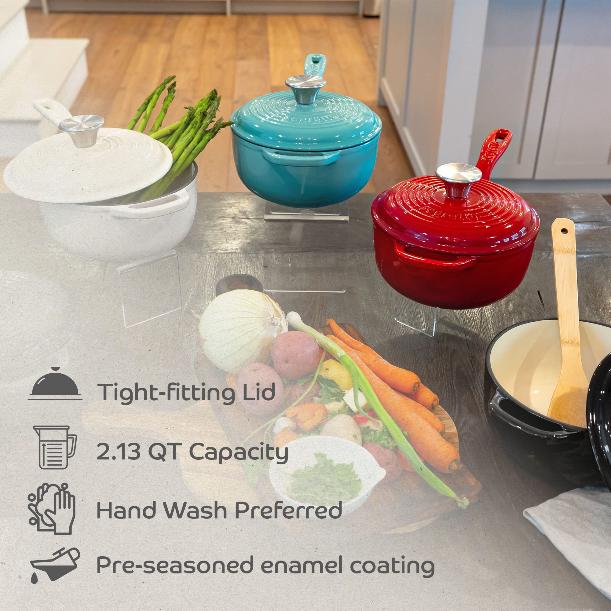 Small Sauce Pan With Lid, 2.13 Qt Verde Chiaro (Light Green) Sauce Pot, Small Pot With Stay Cool Helper Handle And Tight-Fitting