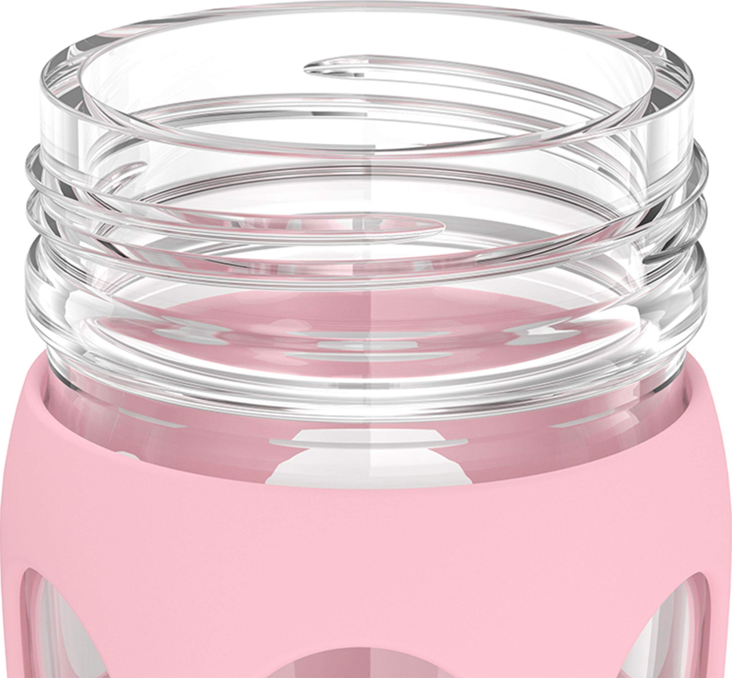 Lifefactory 16-Ounce Glass Water Bottle with Active Flip Cap and Protective Silicone Sleeve  Desert Rose