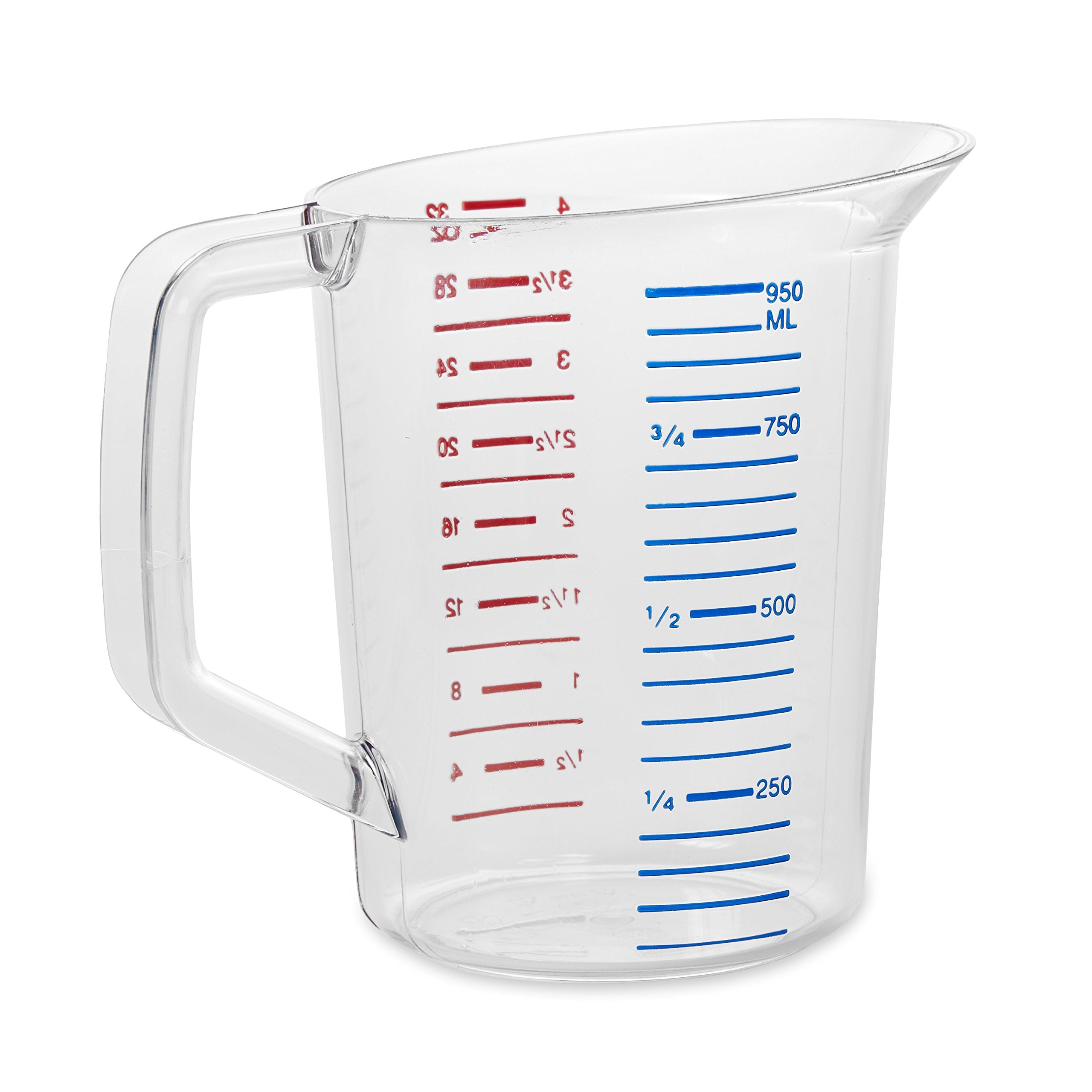 Rubbermaid Commercial Products Bouncer Clear Measuring Cup, 4-Cup/1-Quart, Clear, Strong Food Grade, For Use With -40-Degree F T