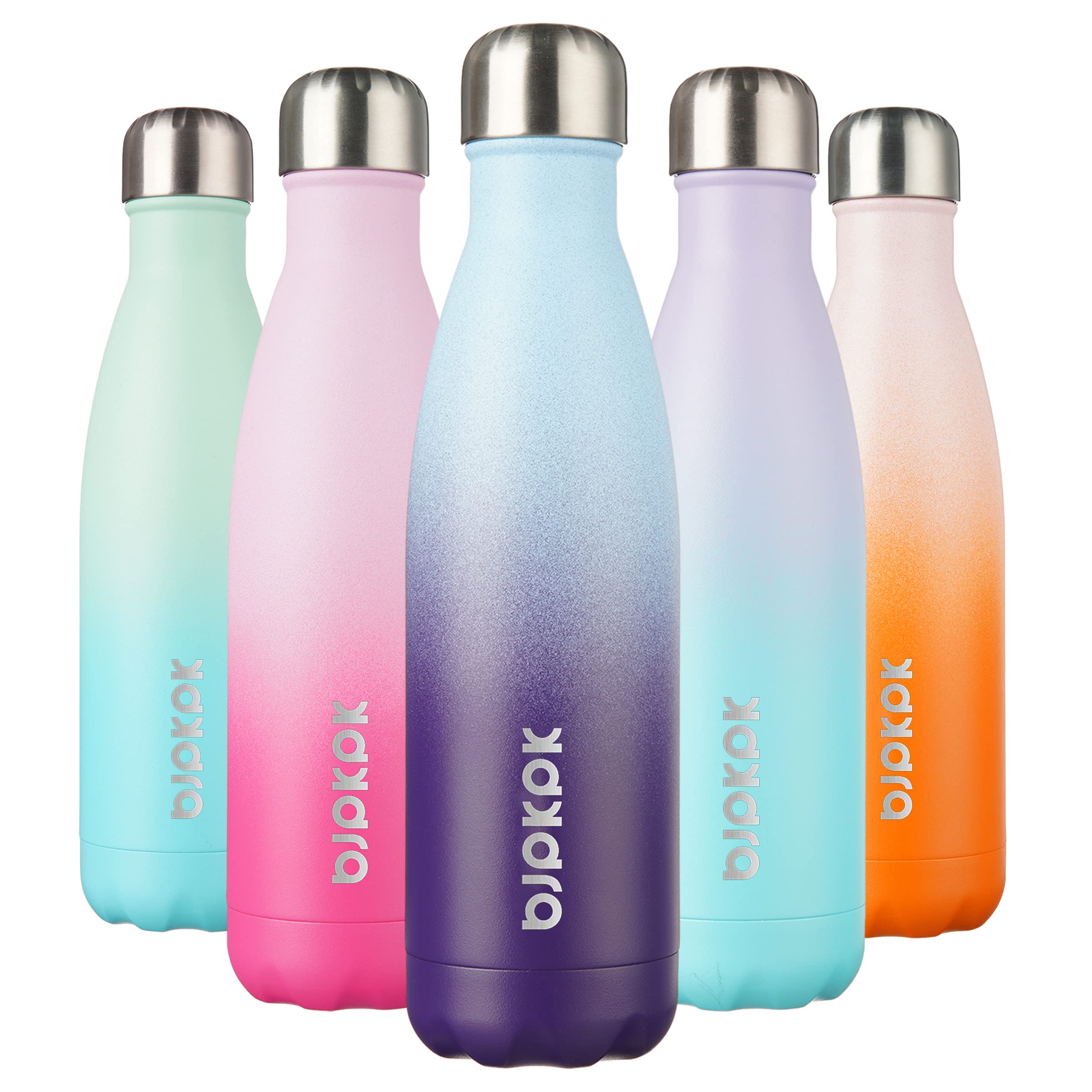 Bjpkpk Insulated Water Bottles -17Oz/500Ml -Stainless Steel Water Bottles, Sports Water Bottles Keep Cold For 24 Hours And Hot F