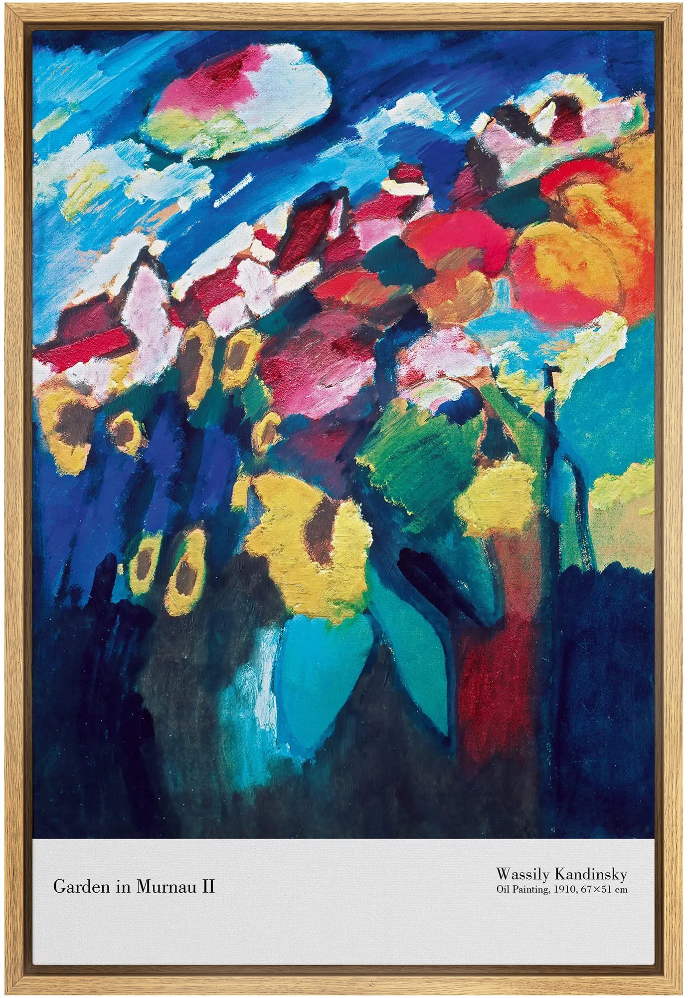 Signleader Framed Canvas Print Wall Art Garden In Murnau By Wassily Kandinsky Classic Vintage Illustrations Fine Art Decorative