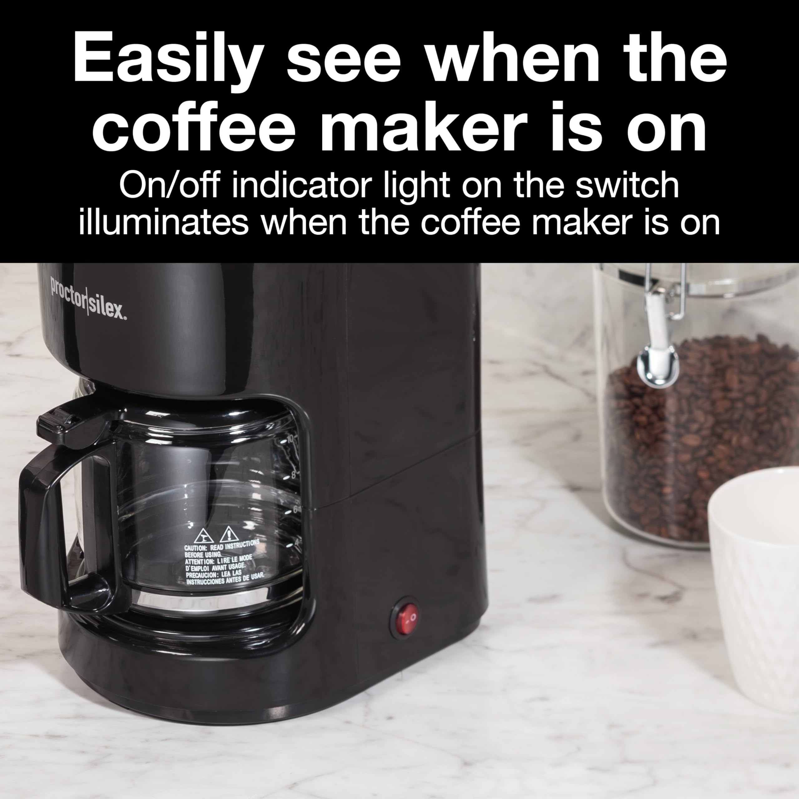 Proctor Silex Coffee Maker, Works With Smart Plugs That Are Compatible With Alexa, Auto Pause And Serve, 10-Cup, Black