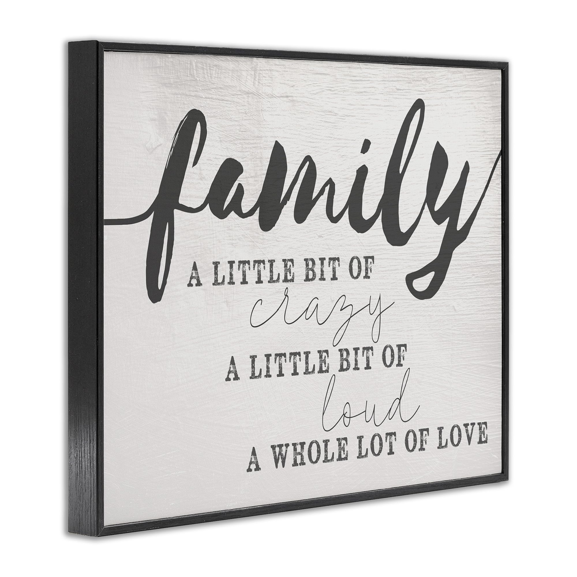 Stupell Industries Family Crazy Loud Love Inspirational Word Design Framed Giclee Art Design By Artist Daphne Polselli