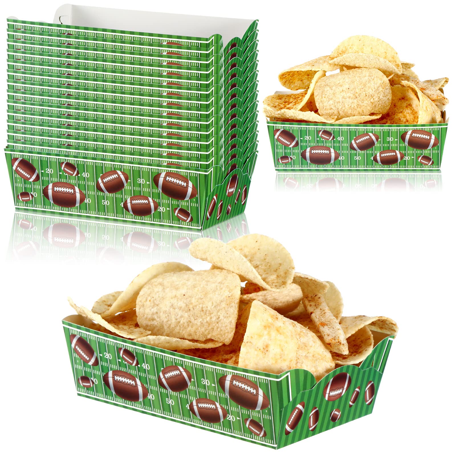 60 Pack Football Party Supplies Football Plates Paper Food Serving Tray Paper Trays Paper Food Boats Paper Food Tray For Concess