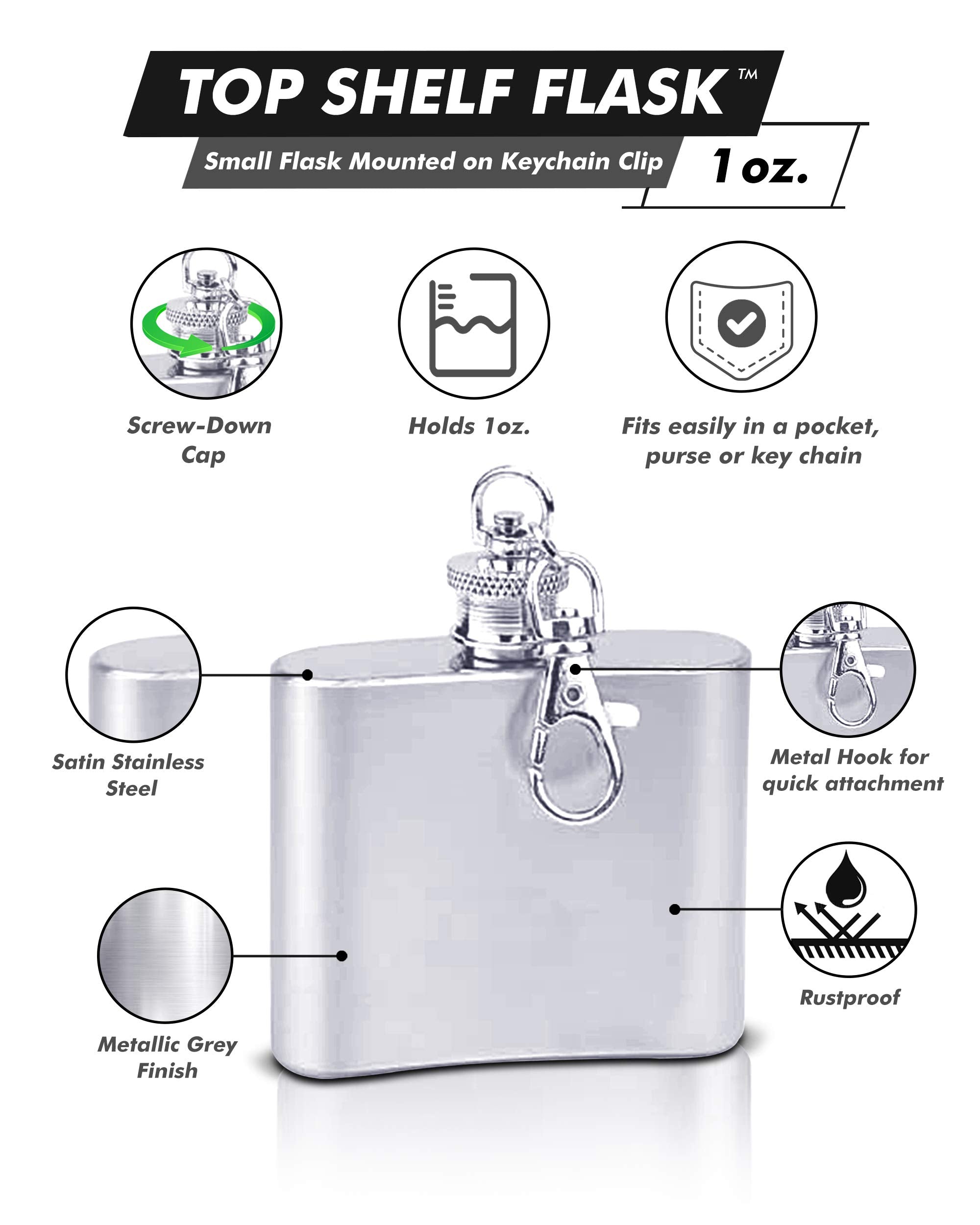 1 X 2Oz Key Chain Flask
