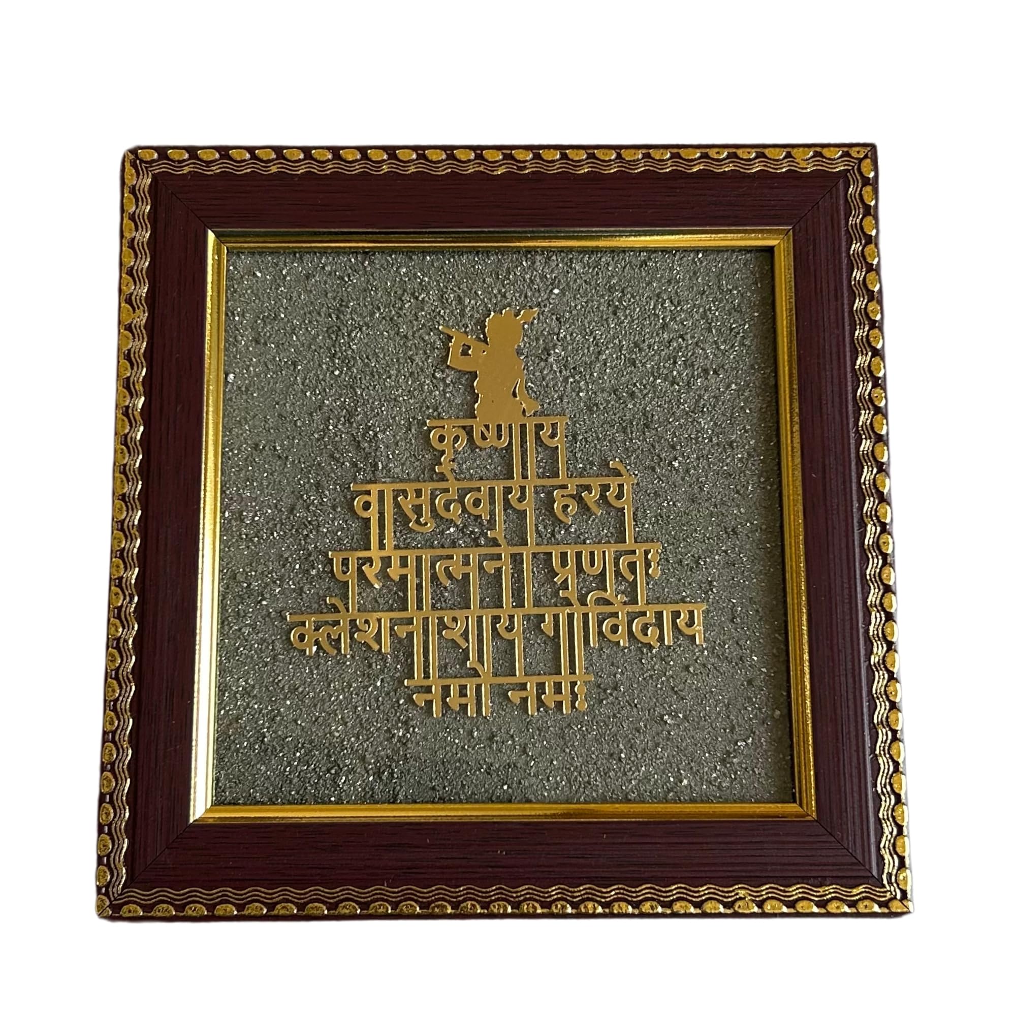 Braun Homes 7 Horses On Raw Pyrite Stone Frames Painting For Vastu, Big Size Wall Dcor With Frame, Dhanwantari Seven Horse Runni
