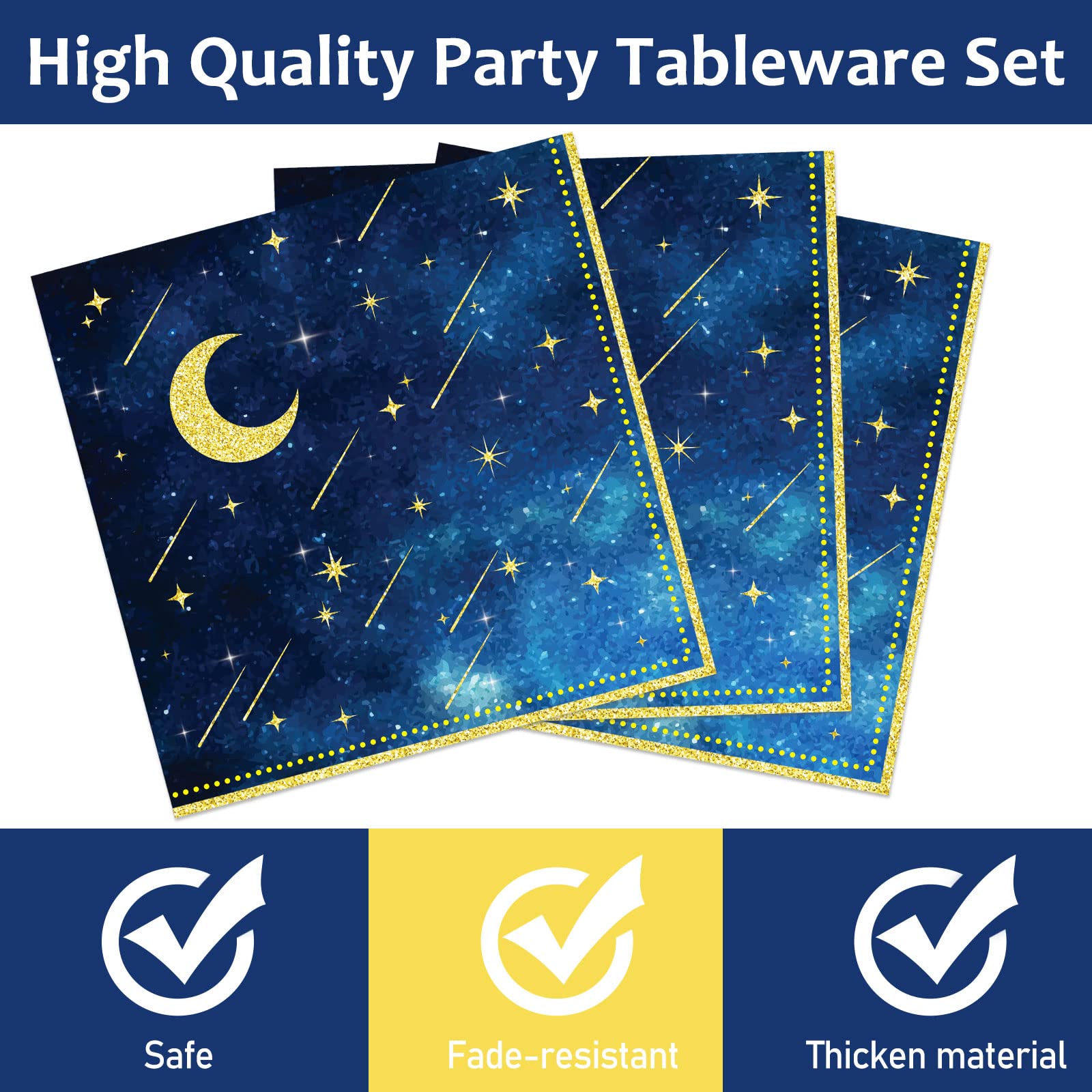 96 Pcs Starry Night Plates And Napkins Party Supplies Sweet Theme Tableware Set Galaxy Party Decorations Favors For Outer Space