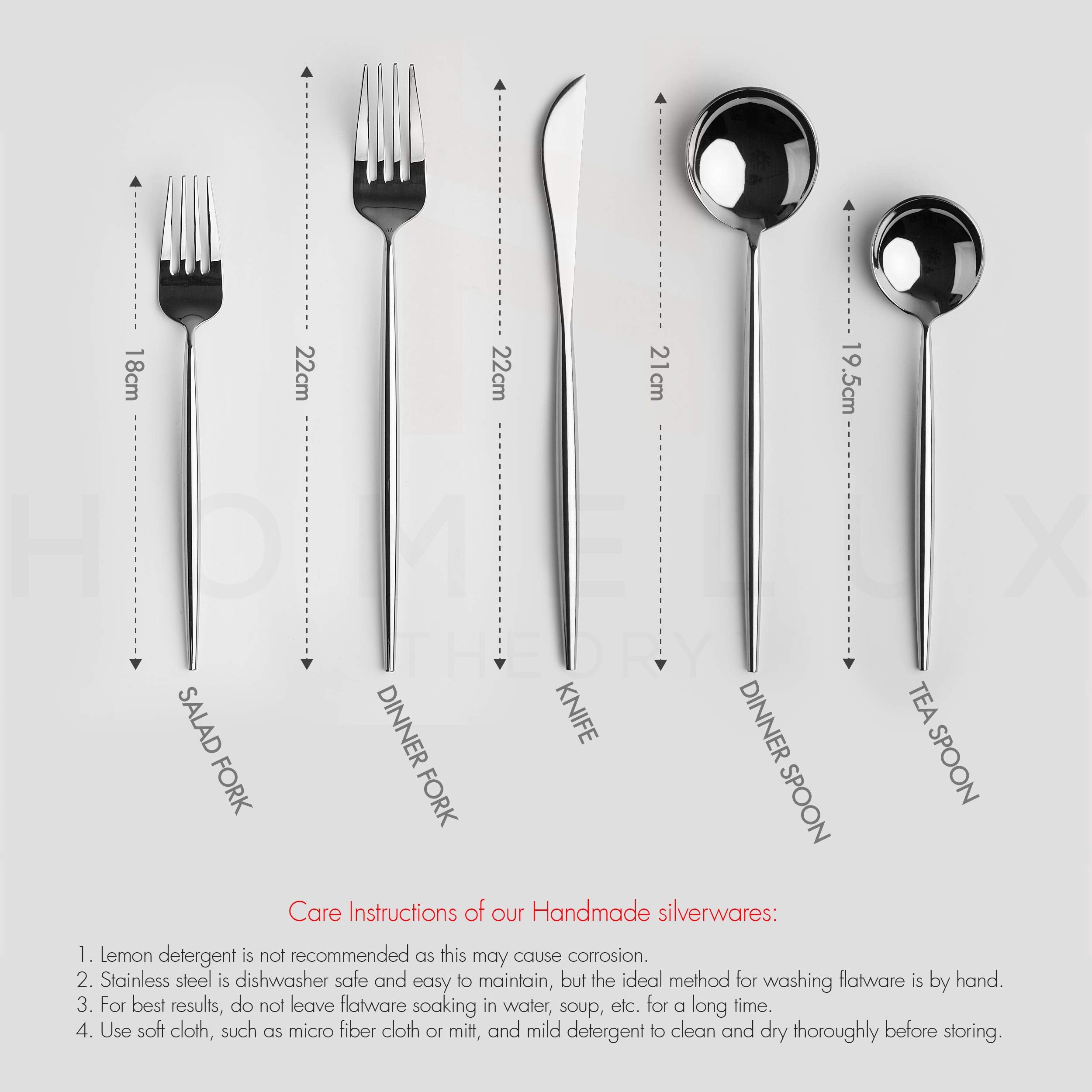 Homelux Theory 18/10 Stainless Steel Silverware Set, 4 Cutlery Set Of 5Pc Heavy Duty Spoons & Forks Set, Kitchen Silverware Set
