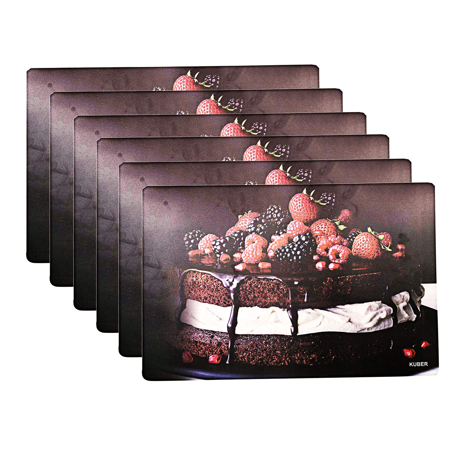 Kuber Industries Pvc 6 Pieces Dining Table Placemat Set (Brown) -Ctltc011137