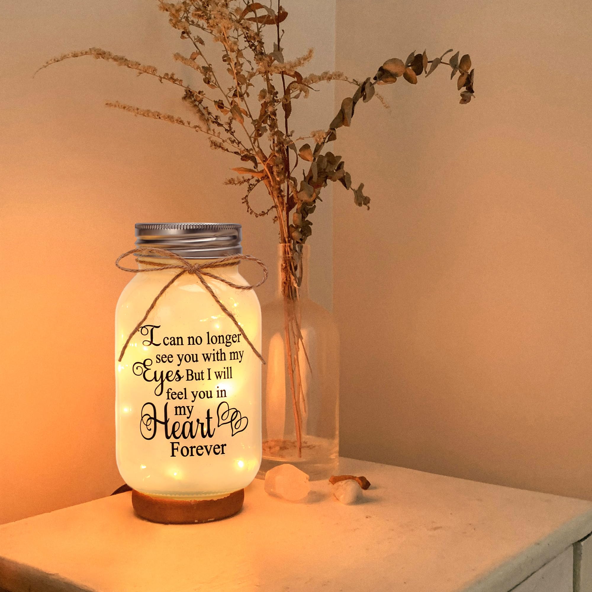 Maracco Inspirational Gift Memorial Gift, Mason Jar Lights I Can No Longer See You with My Eyes Bereavement Remembrance Sympathy