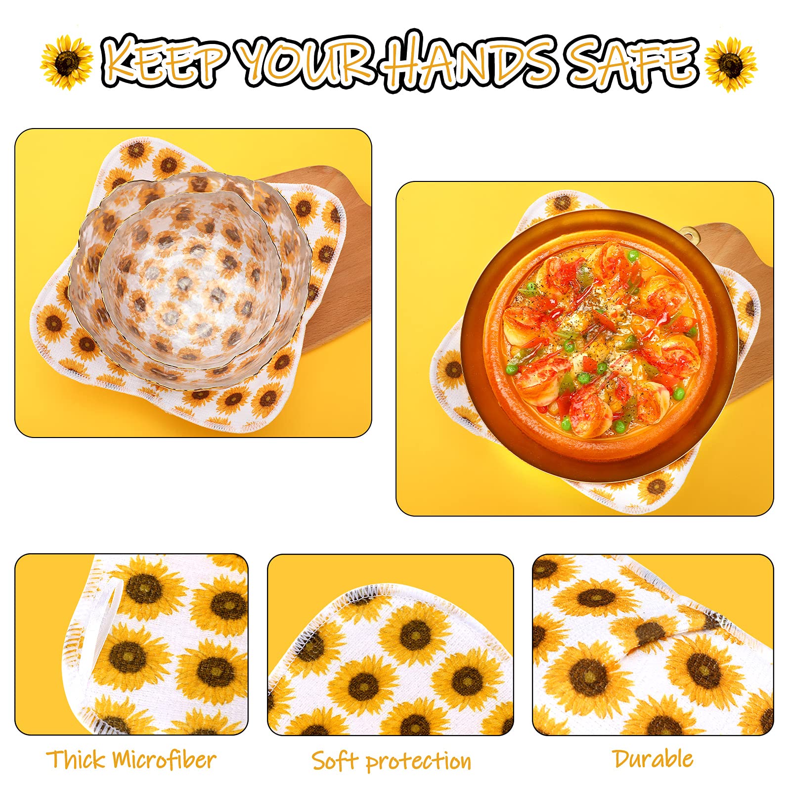 Microwave Bowl Cozy Holders Set Of 4, Microwave Safe Hot Bowl Holder Bowl Potholders, Multipurpose Heat Resistant Plate Holder F