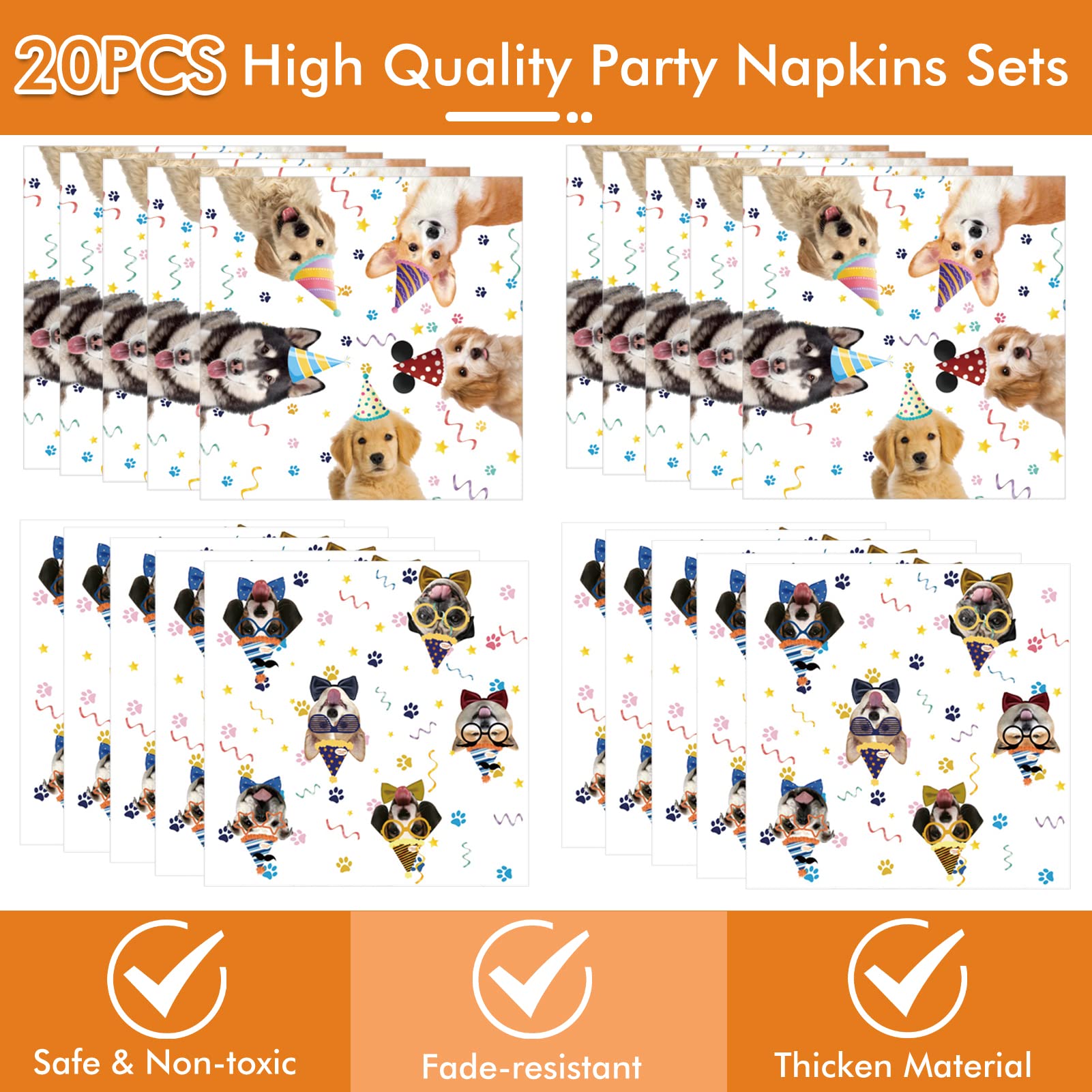 Juhap 41 Pieces Dog Birthday Party Supplies  Puppy Party Tableware for Kids Party Decorations Includes 20 Plates 20Napkins and 1 Tablecloth for Puppy Theme Party Supplies