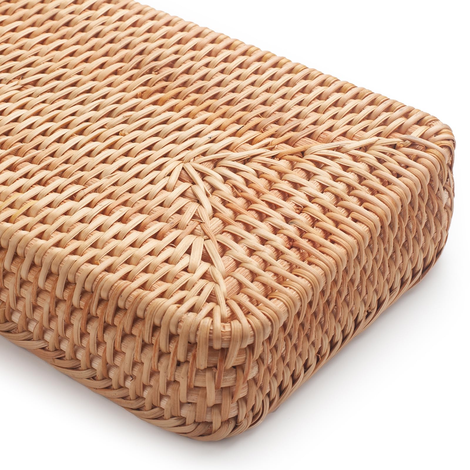 Rattan Bathroom Vanity Trays Toilet Tank Baskets Long Narrow Hand Towel Storage Basket For Storage, Decorative (Natural 16.3 X 6