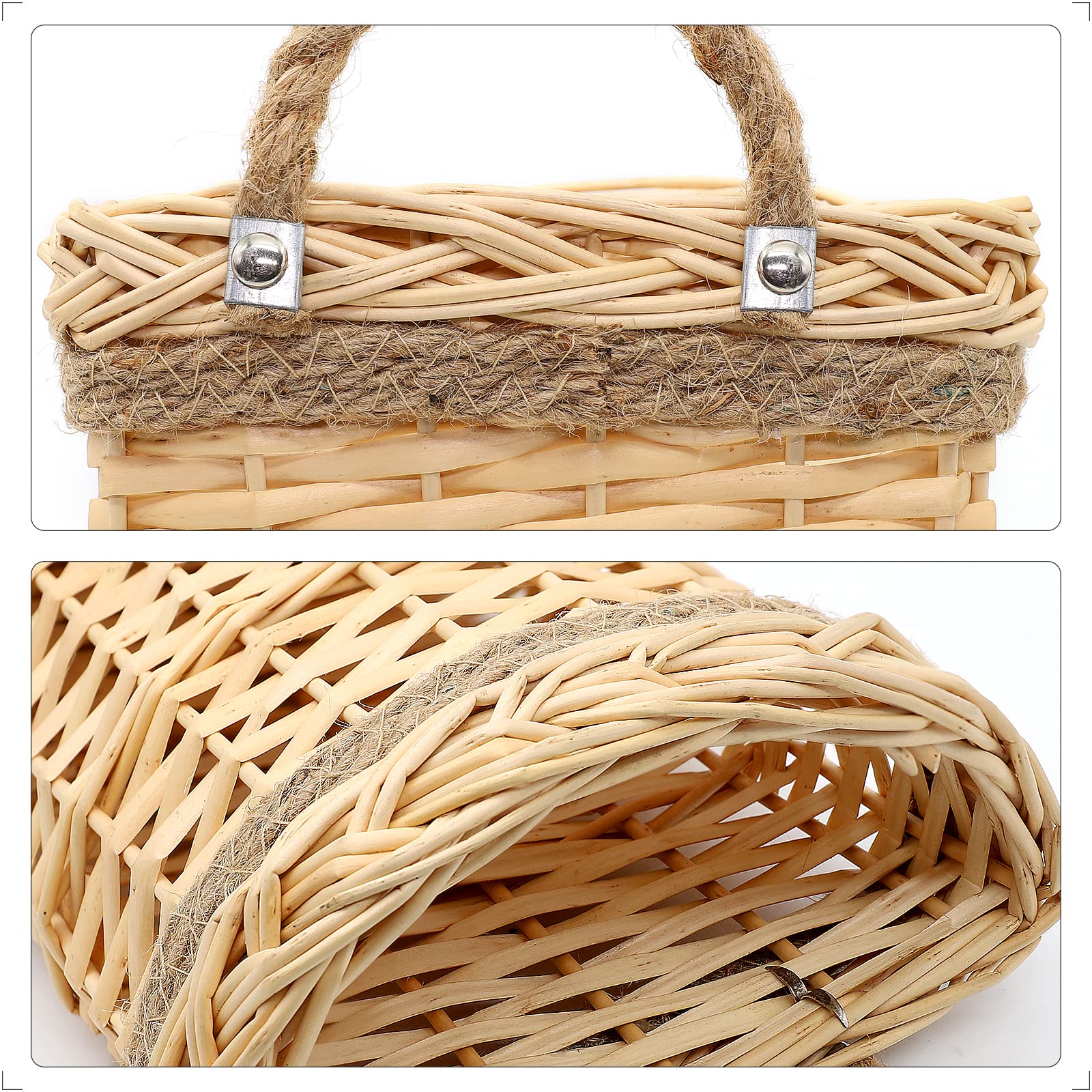 2 Pack Woven Wicker Hanging Baskets, Rustic Farmhouse Hanging Wall Basket Decor For Front Door Wall Kitchen Home Room(Original)