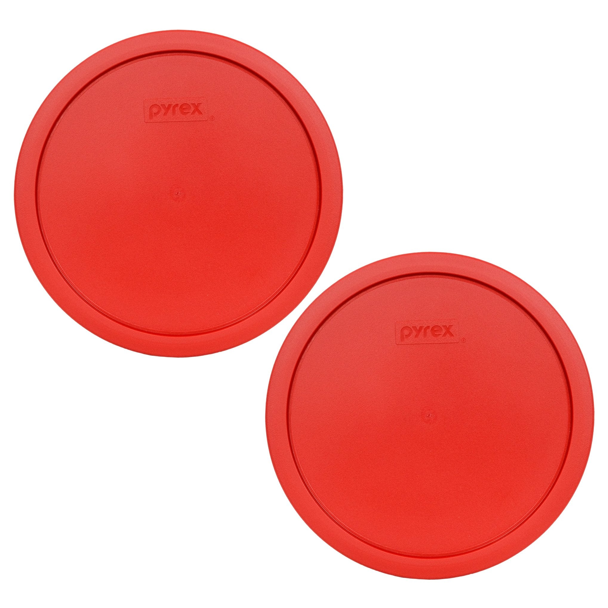 Pyrex 7403-Pc 10 Cup Poppy Red Round Plastic Storage Lid, Made In Usa - 2 Pack