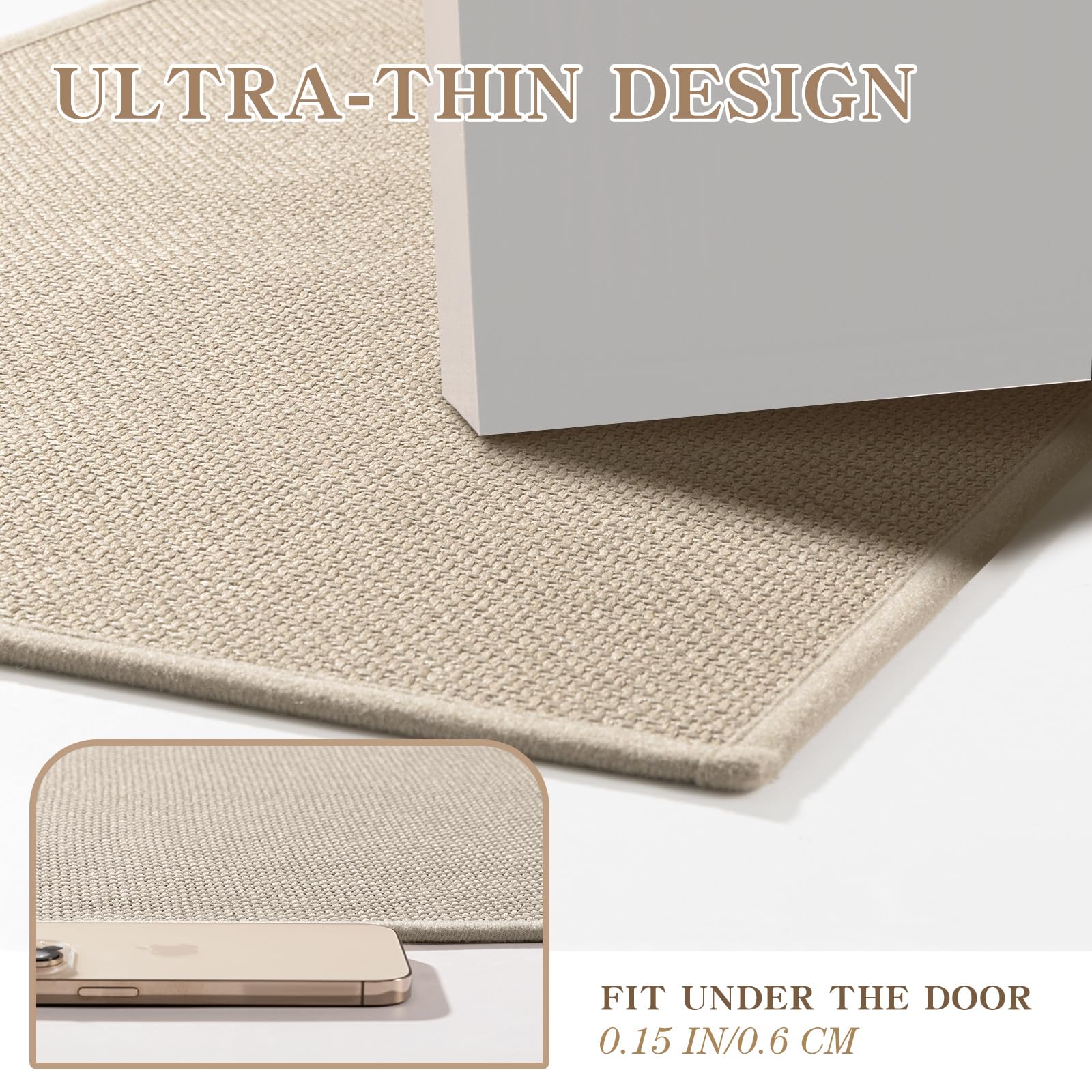 Chakme Bathroom Rugs Mat 32X17, Ultra Thin Non Slip Bath Mat Quick Dry Absorbent Bath Mat For Bathroom Floor, (Light Beige, 32''