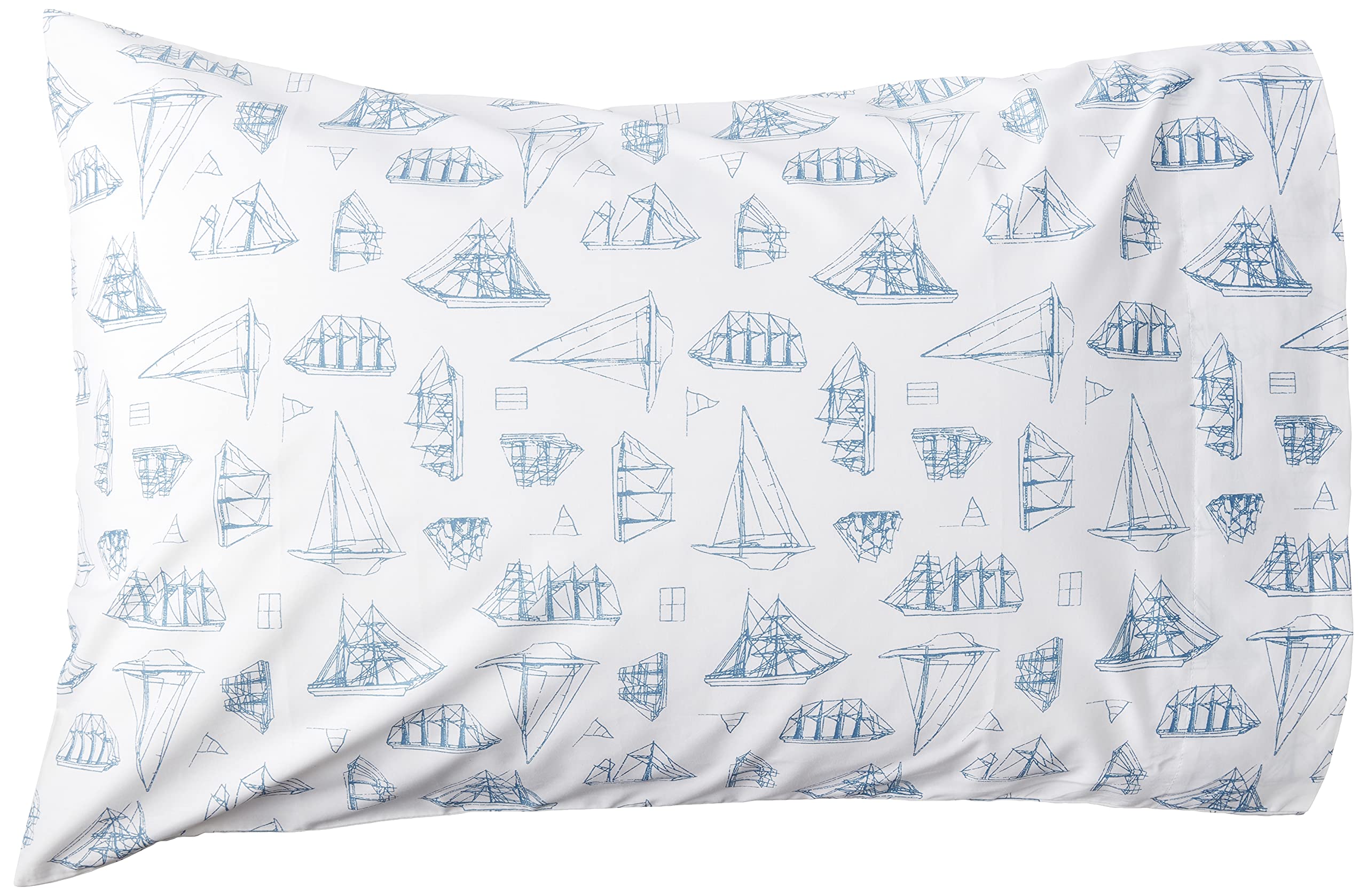 Nautica - Queen Sheet Set, Cotton Percale Bedding Set, Crisp  Cool, Lightweight  Breathable (Whitewood Sail Blue, 4 Pieces, Quee
