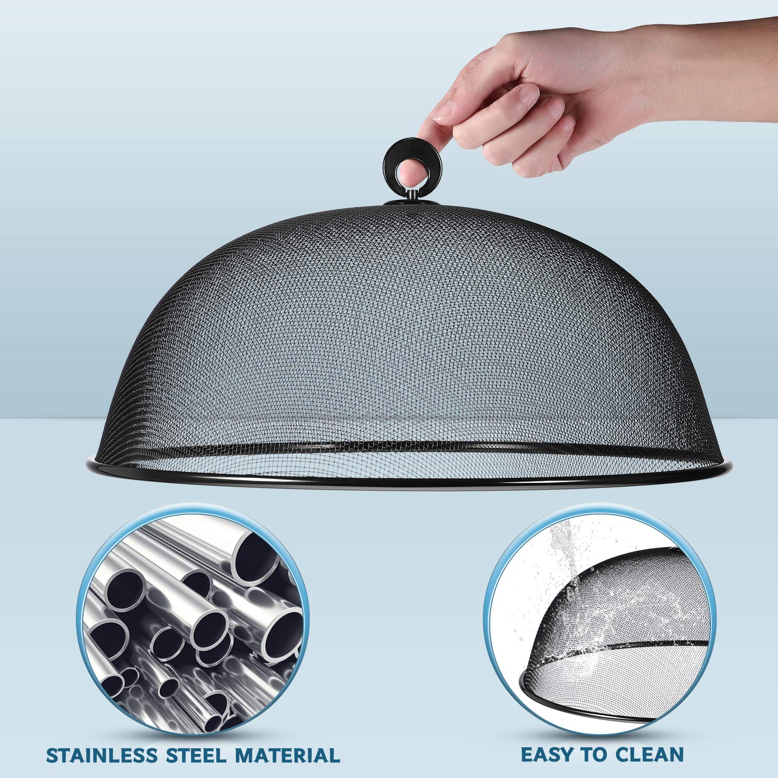 Hemoton Mesh Food Cover Stainless Steel Mesh Dome Food Cover Protector, Round Mesh Screen Food Tent For Kitchen, Outdoor, Picnic
