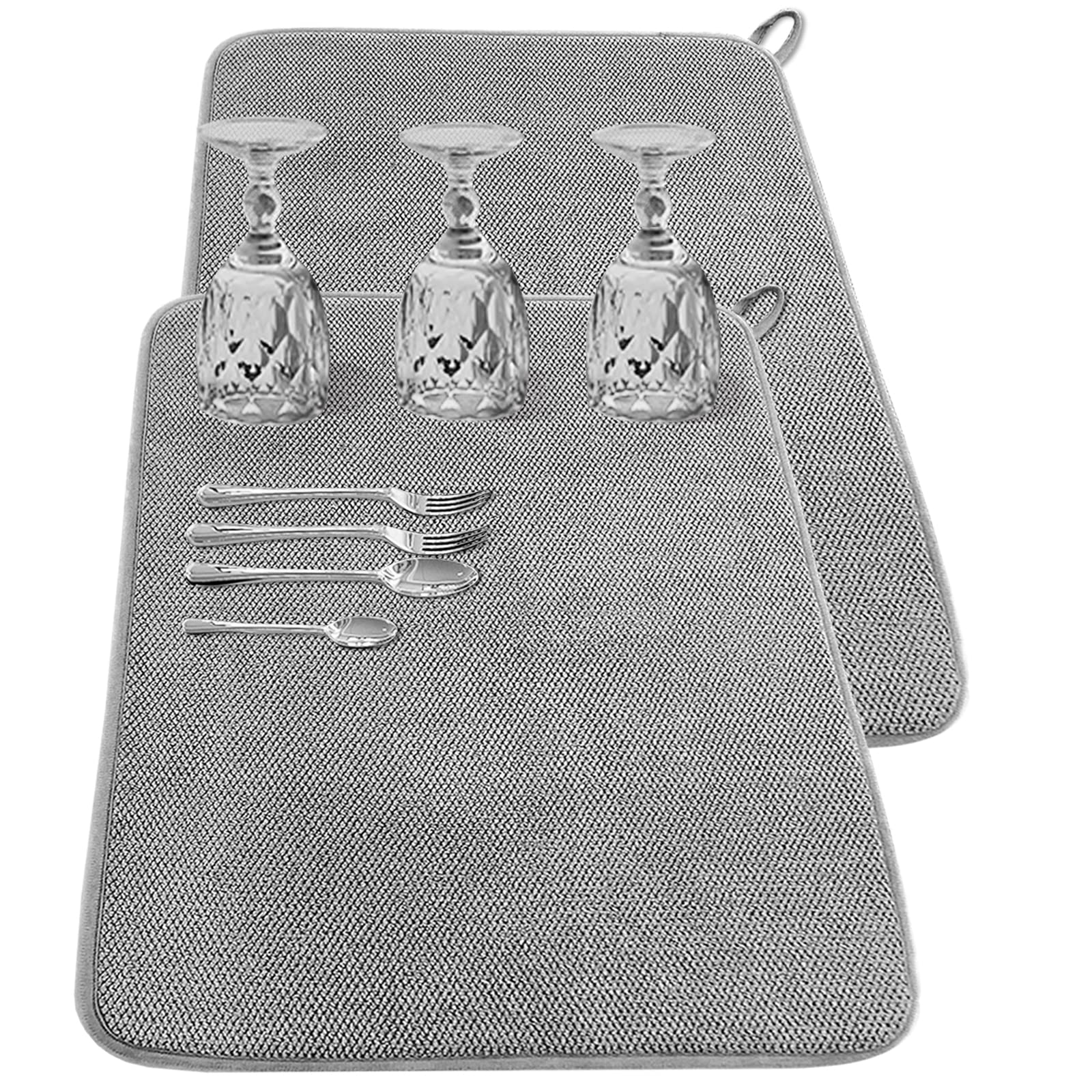 2Pack Large Dish Drying Mat For Kitchen Counter,24 X 17 Inch Microfiber Absorbent Dish Drying Pad,Large Size Dishes Drainer Mats