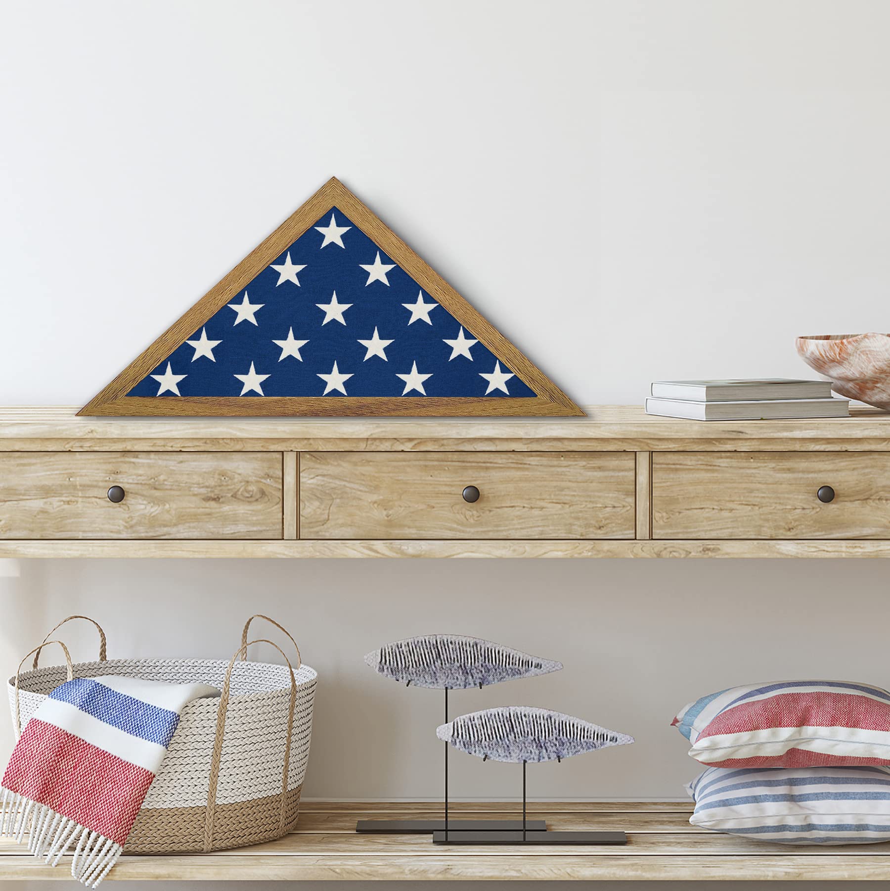 Americanflat Small Folded Flag Display Case - Fits Folded 3x5 Ceremonial Flags (Not for Burial Flag) - Silhouette Collection -